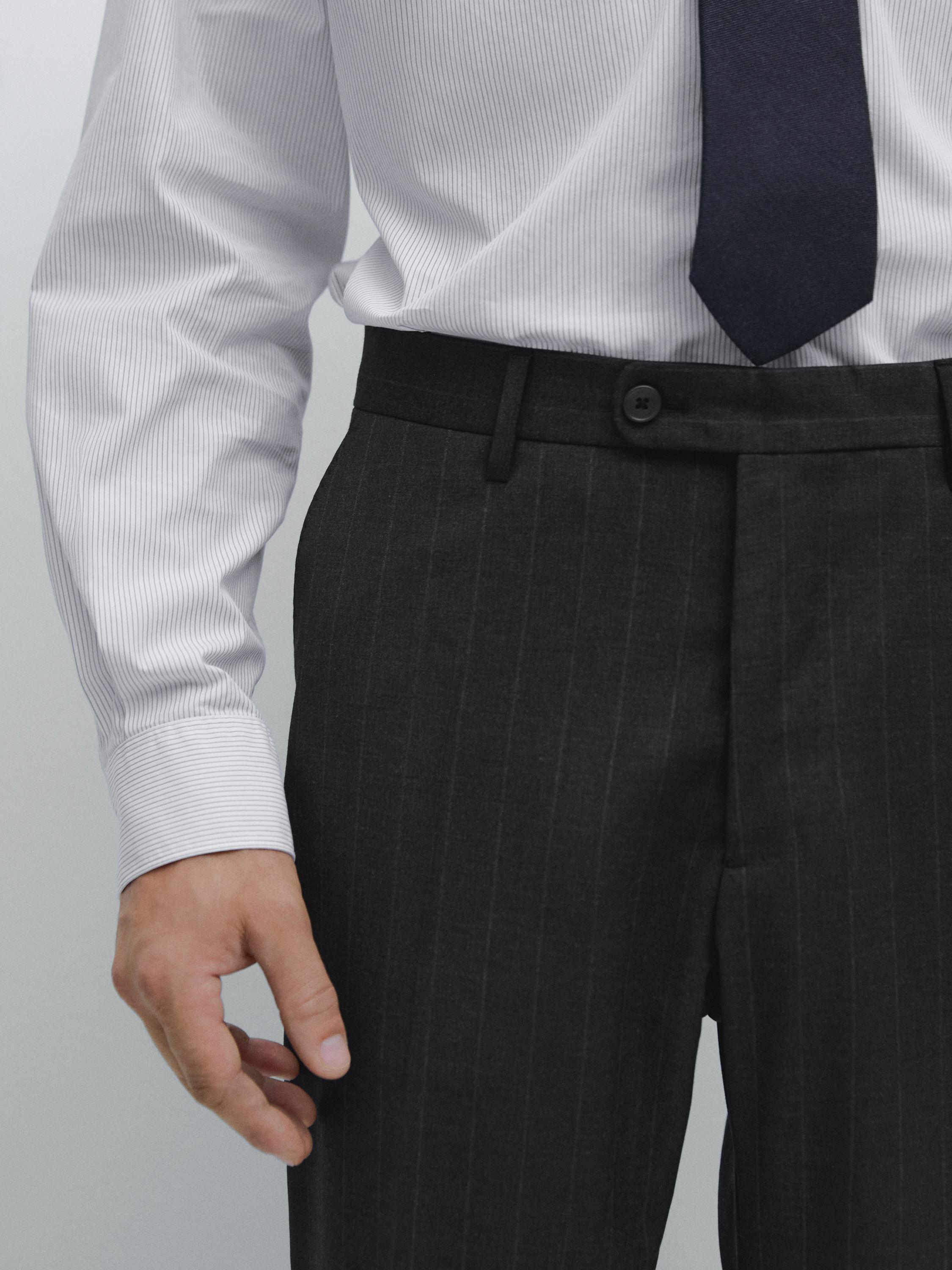 Pinstriped suit trousers