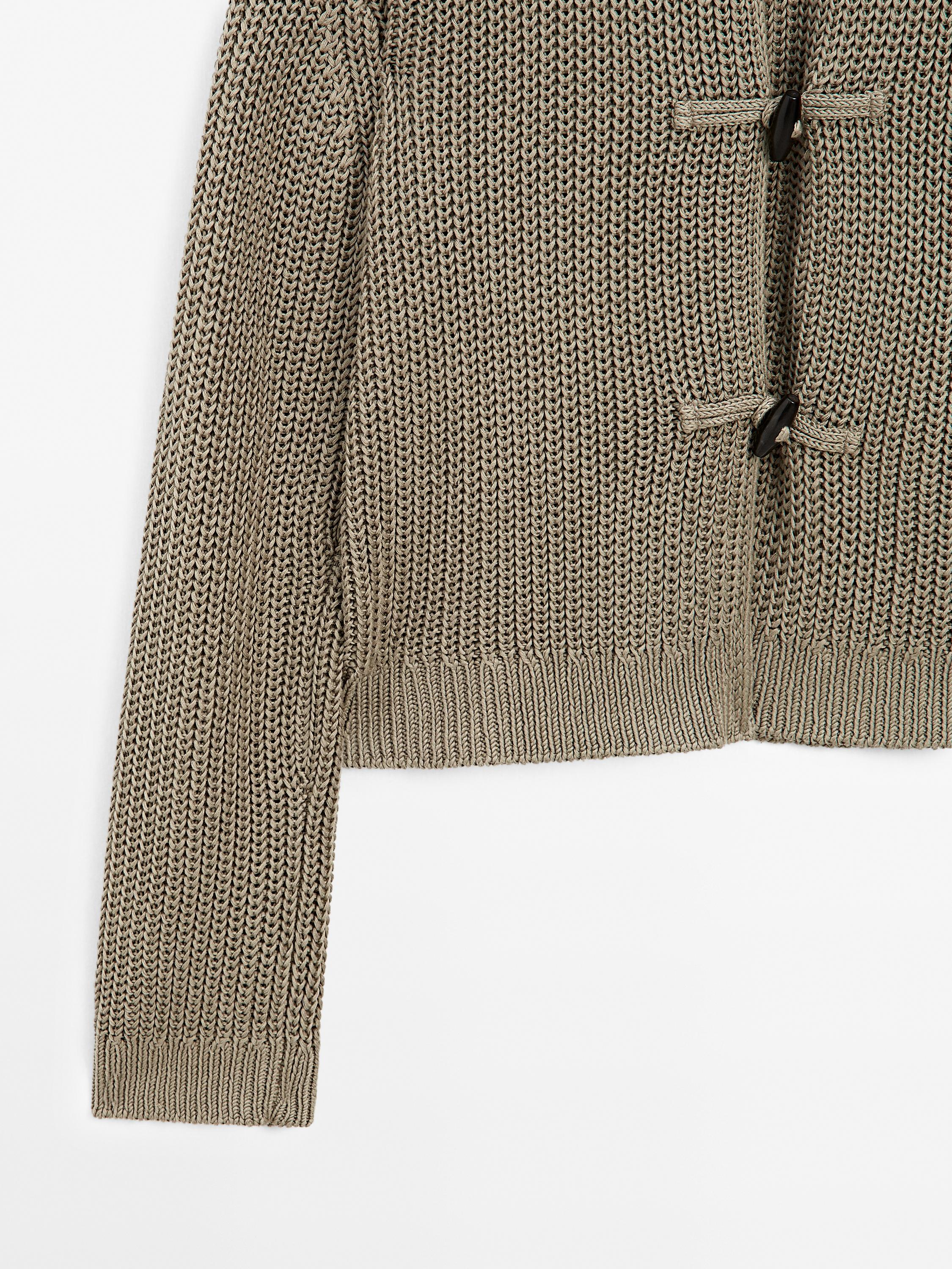 Mercerised cotton cardigan with horn button detail