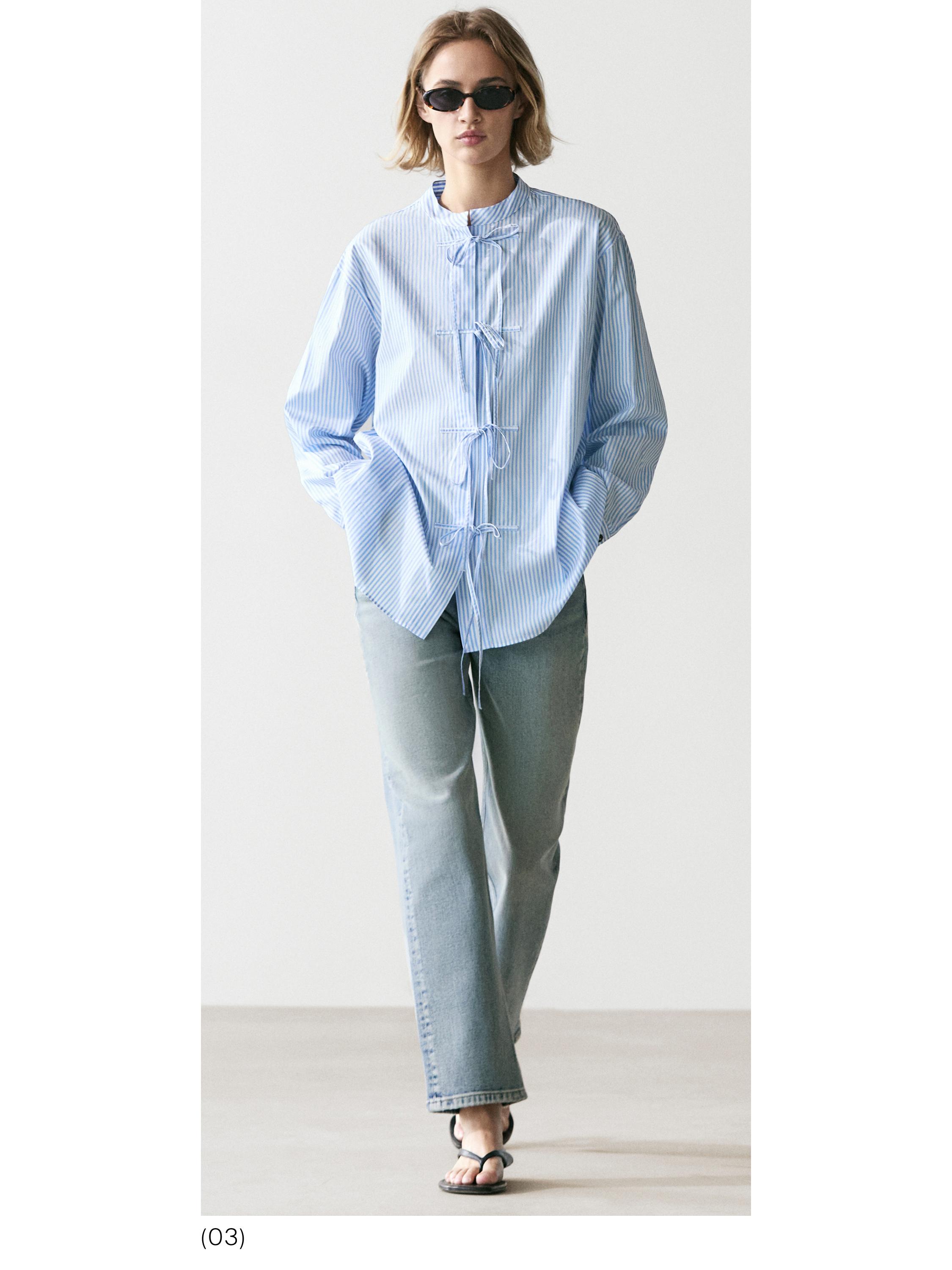 100% cotton striped shirt — SKY BLUE