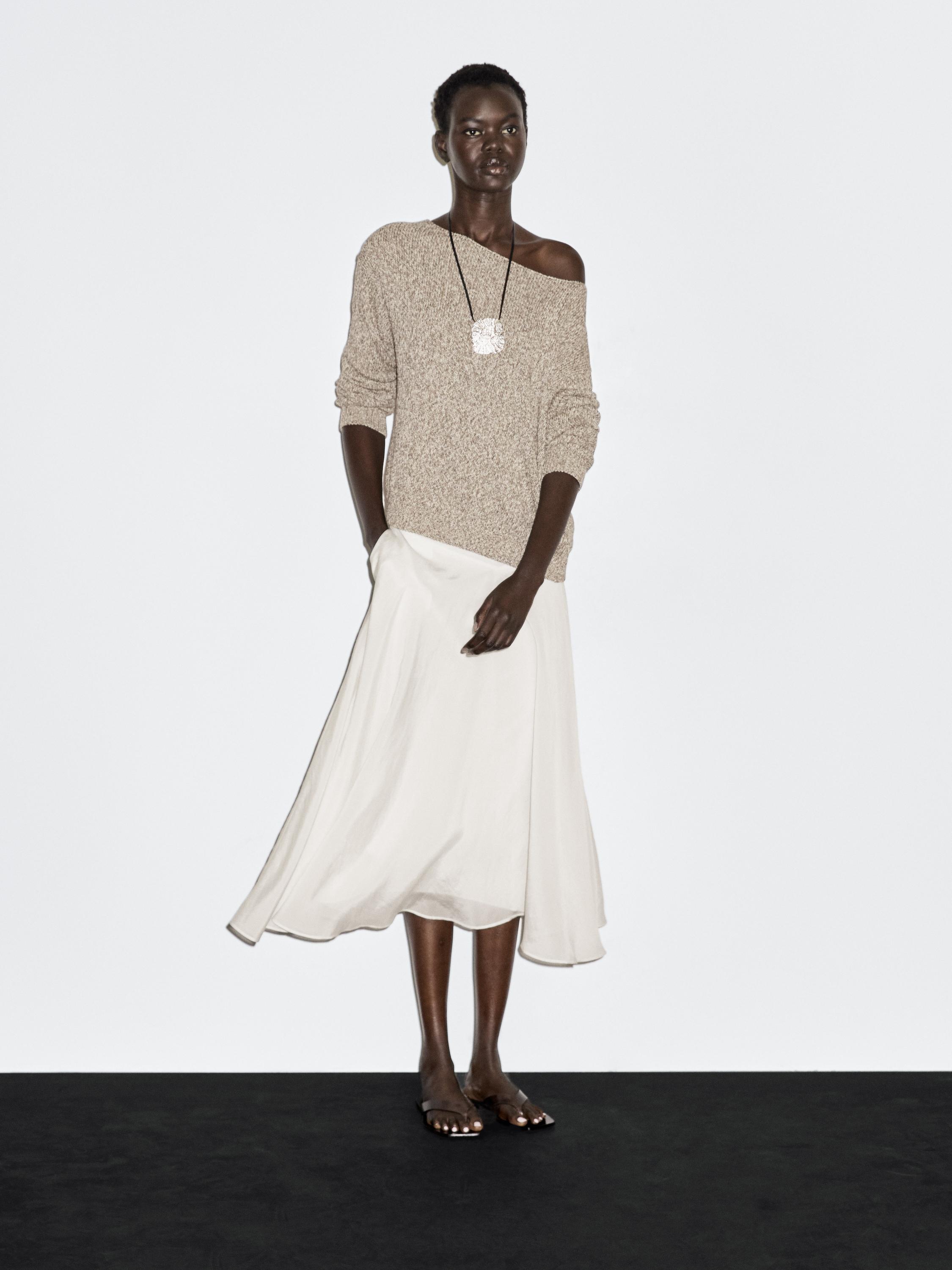 Mouliné boat neck knit sweater