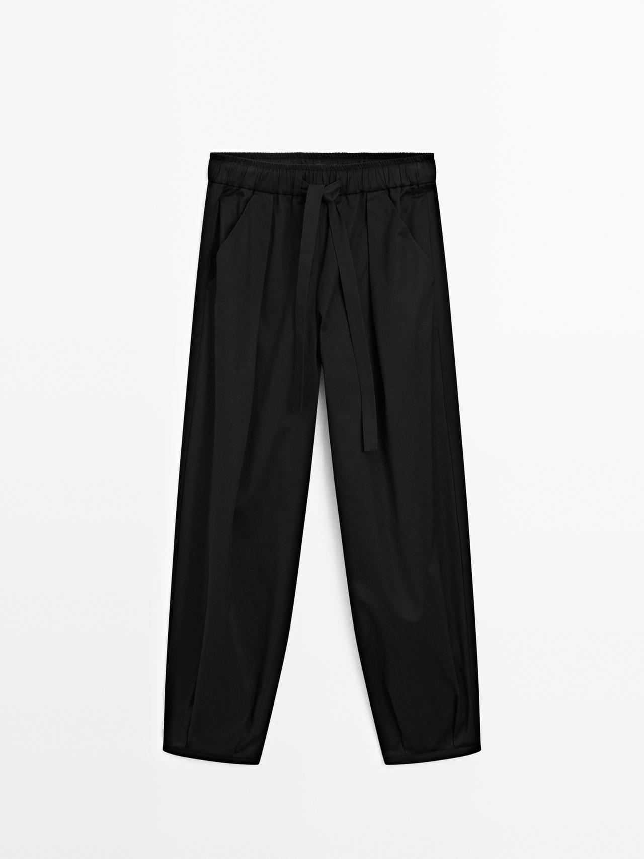 Massimo Dutti - Dame - Joggingbukser I 100 % Bomuld - Sort - 42