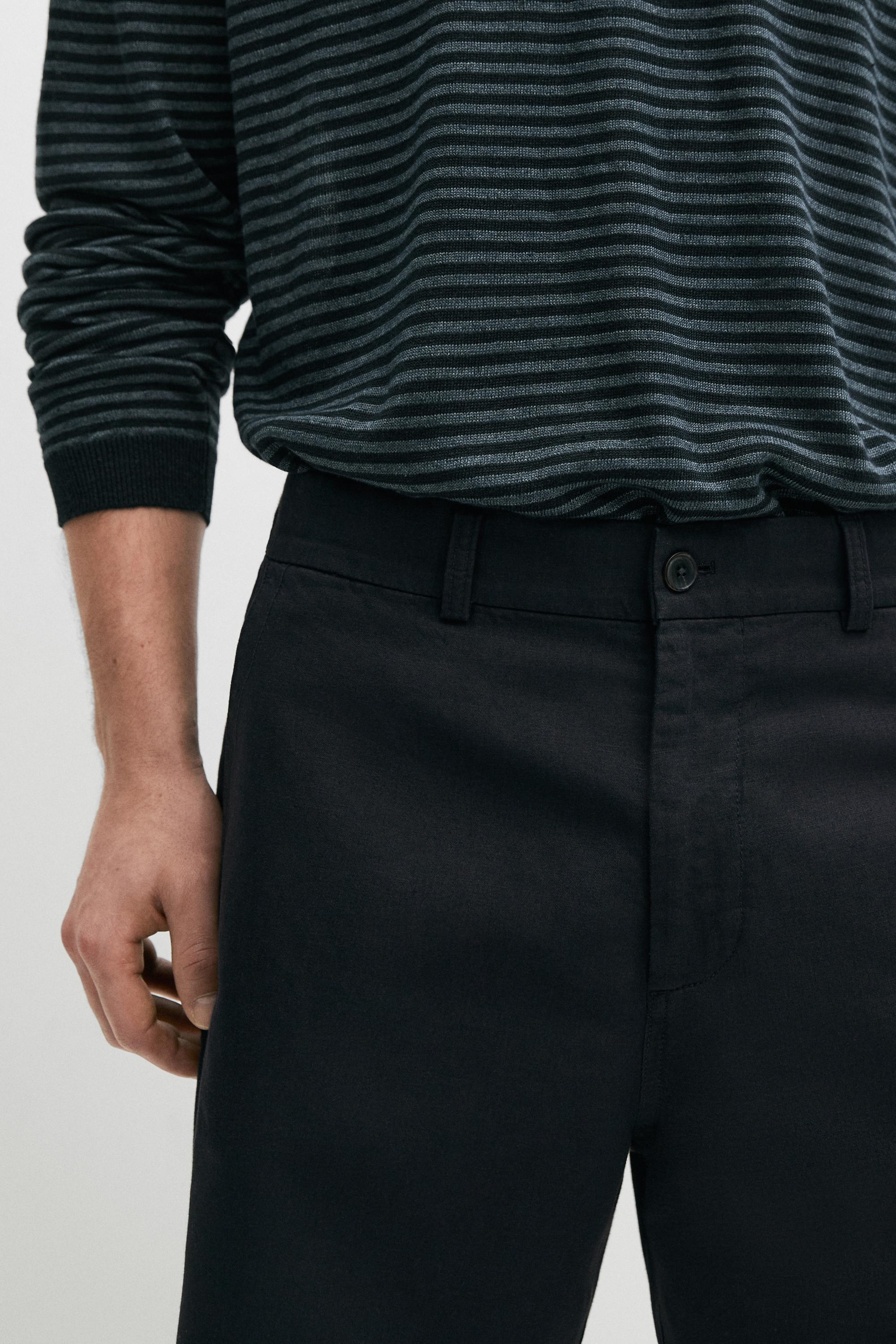Linen blend Bermuda shorts — NAVY BLUE