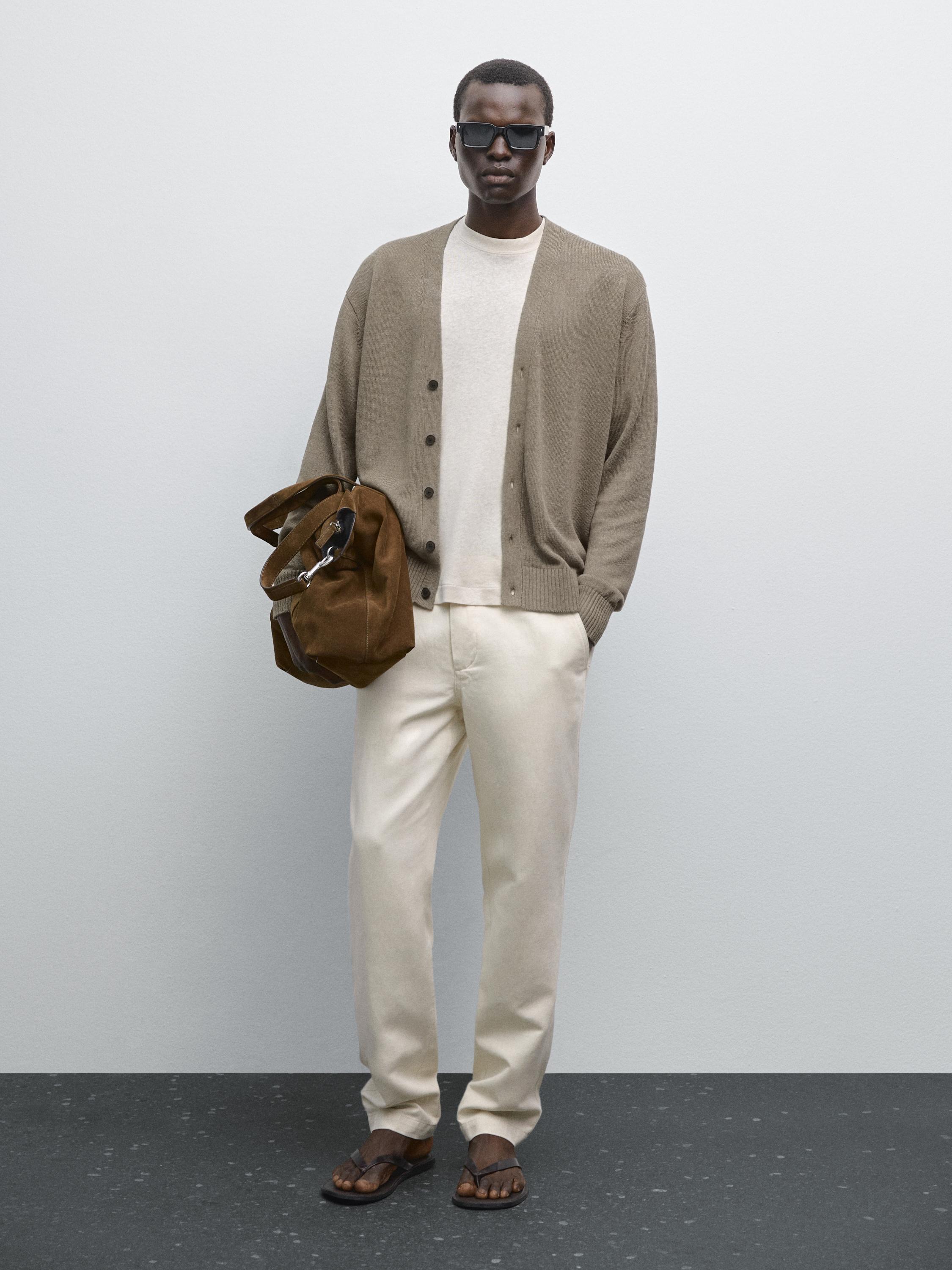 Linen blend knitted cardigan