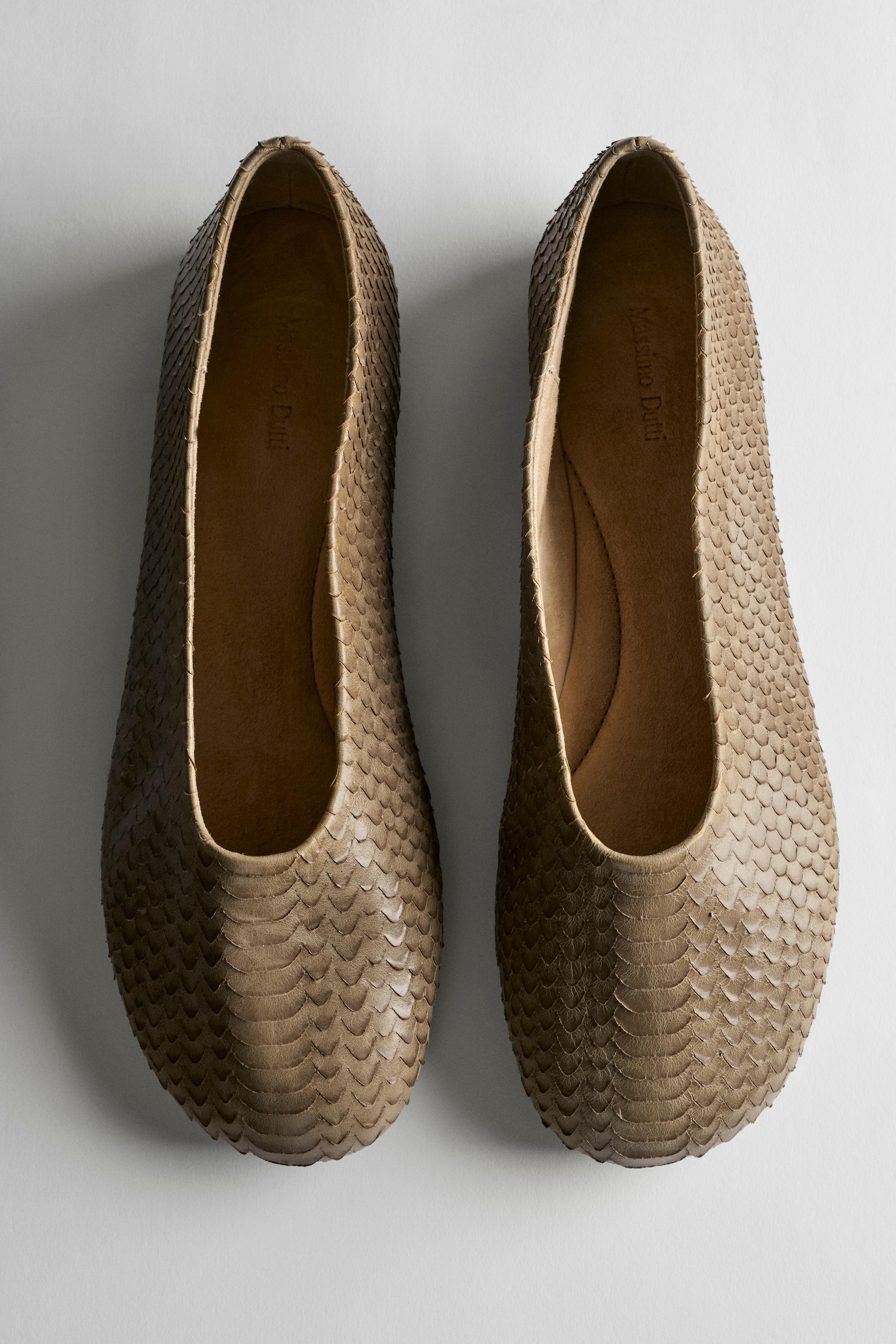 Round toe leather ballerinas — ANIMAL PRINT