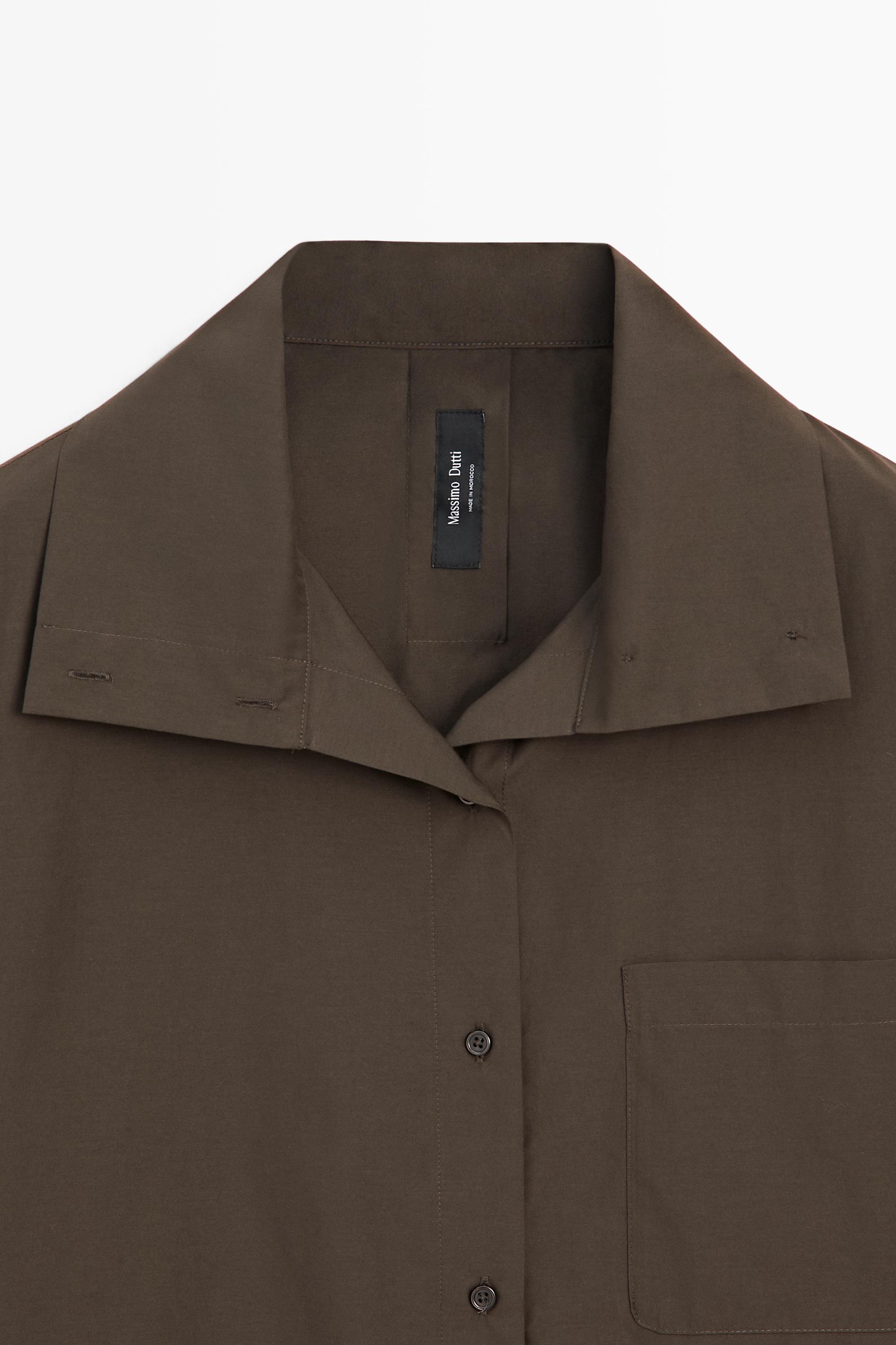 High collar overshirt with buckle detail — KHAKI