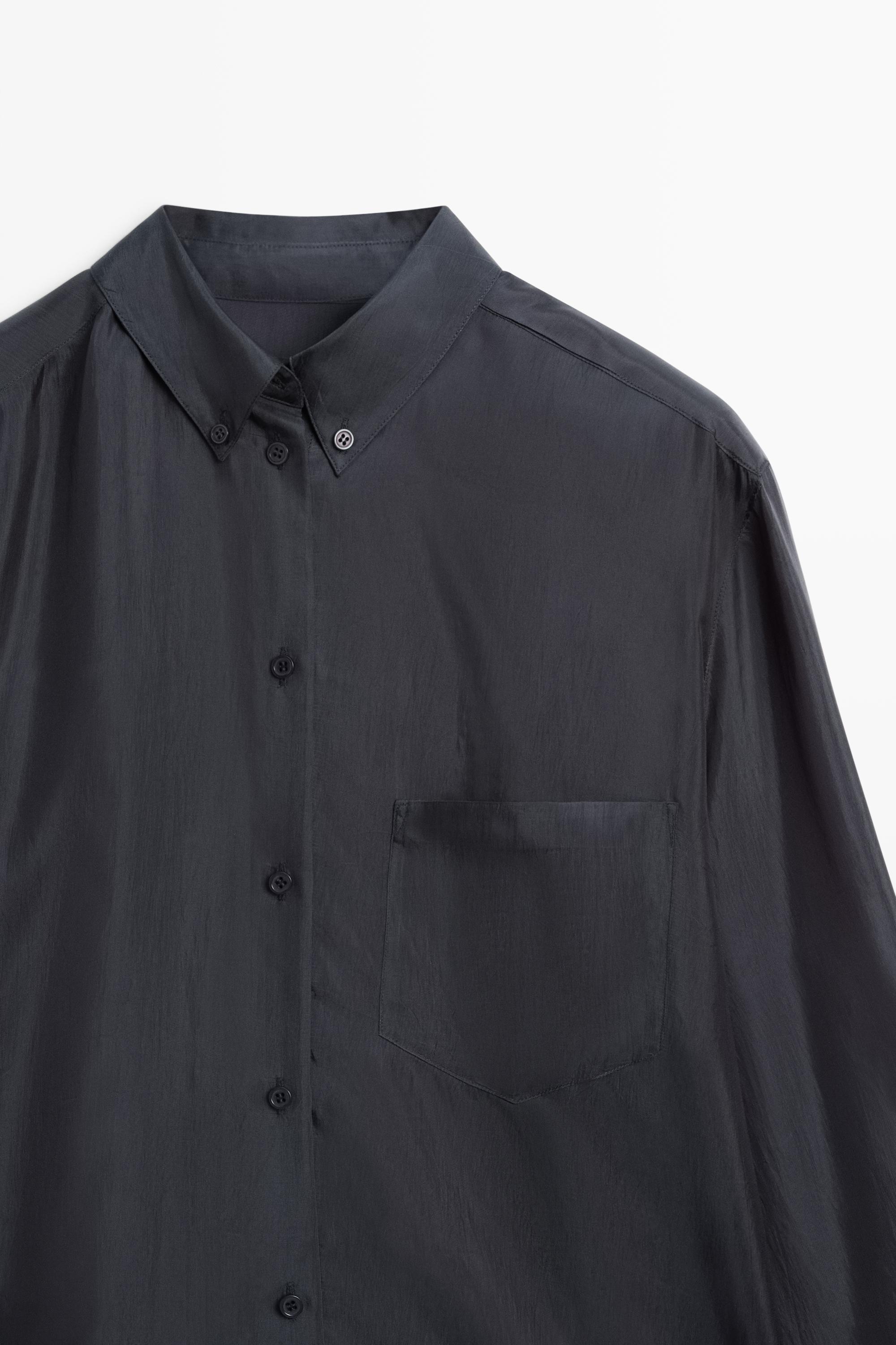 Flowing shirt with pocket detail — NAVY BLUE