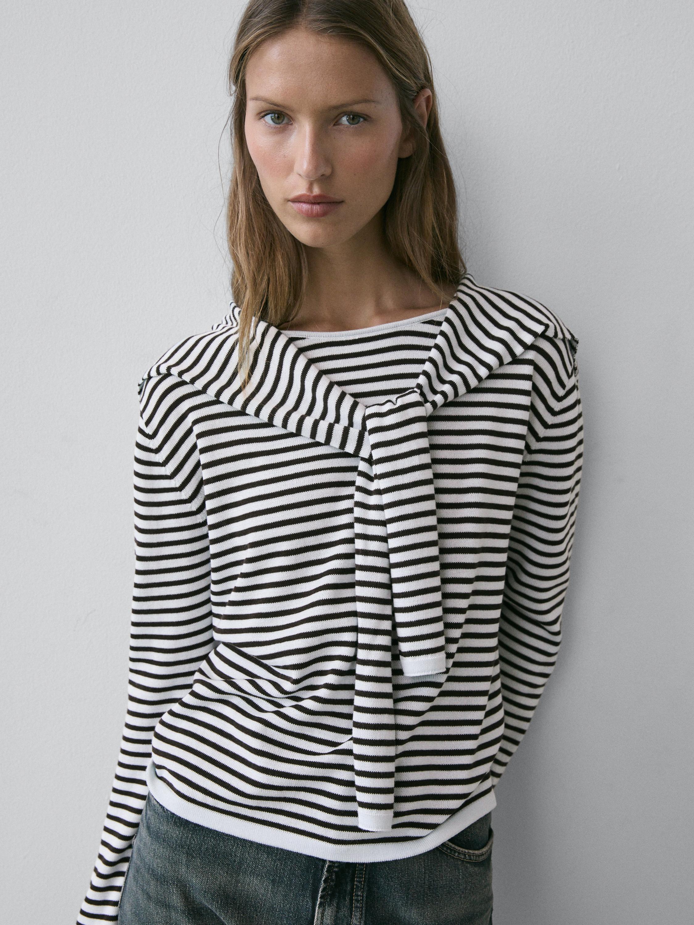 Strickpullover aus 100 % Baumwolle mit Streifen