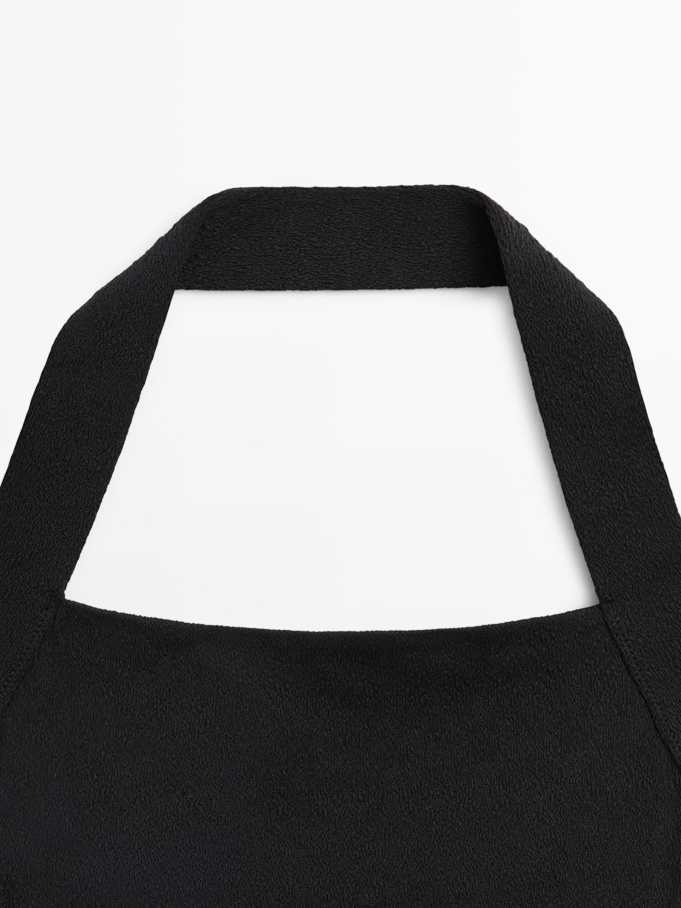 Textured halter swimsuit — BLACK