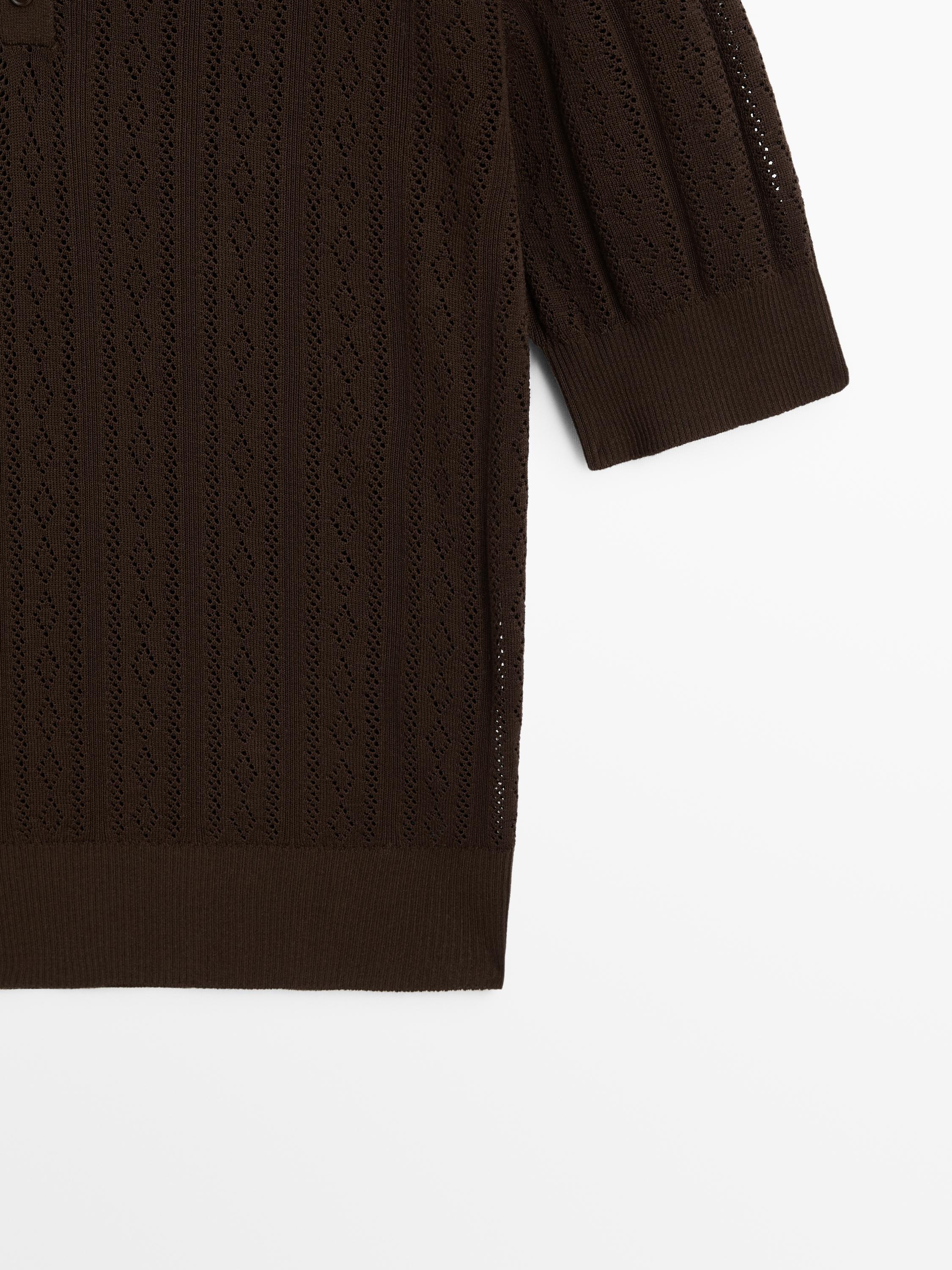 Polo dentelle ajourée coton mélangé