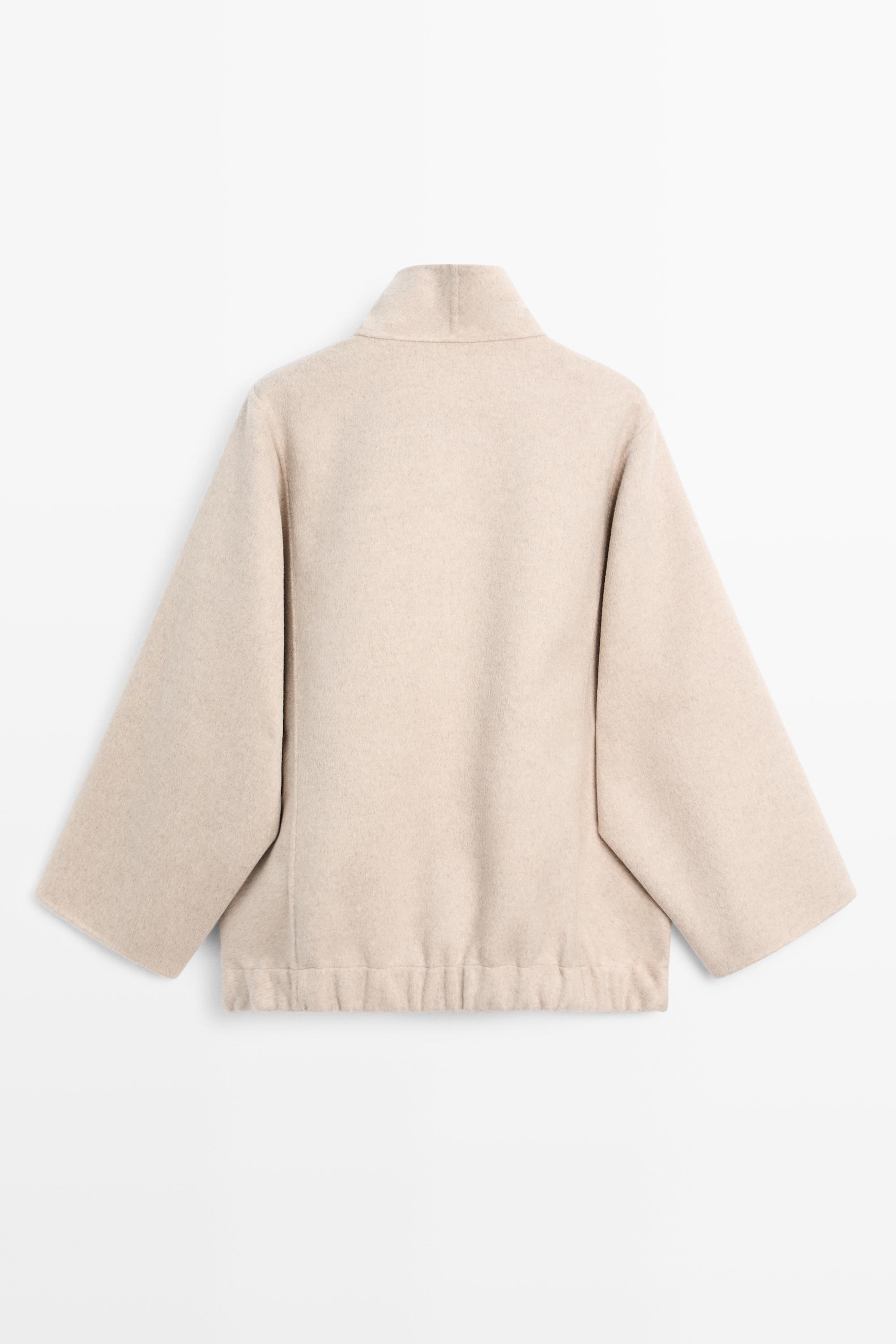 Wool blend bomber jacket — BEIGE