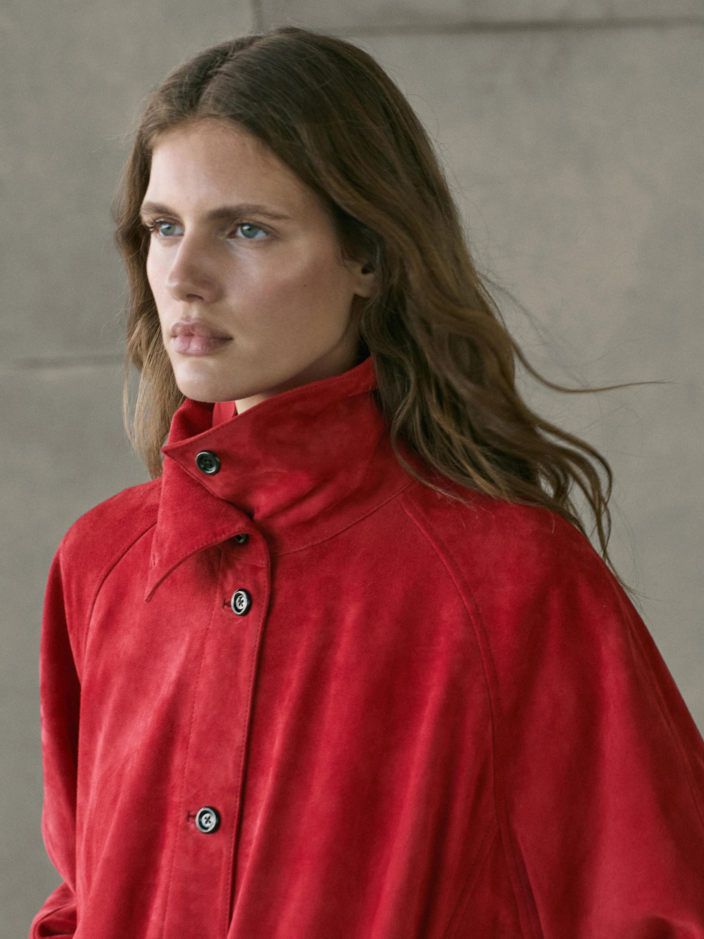 Suede leather bomber jacket