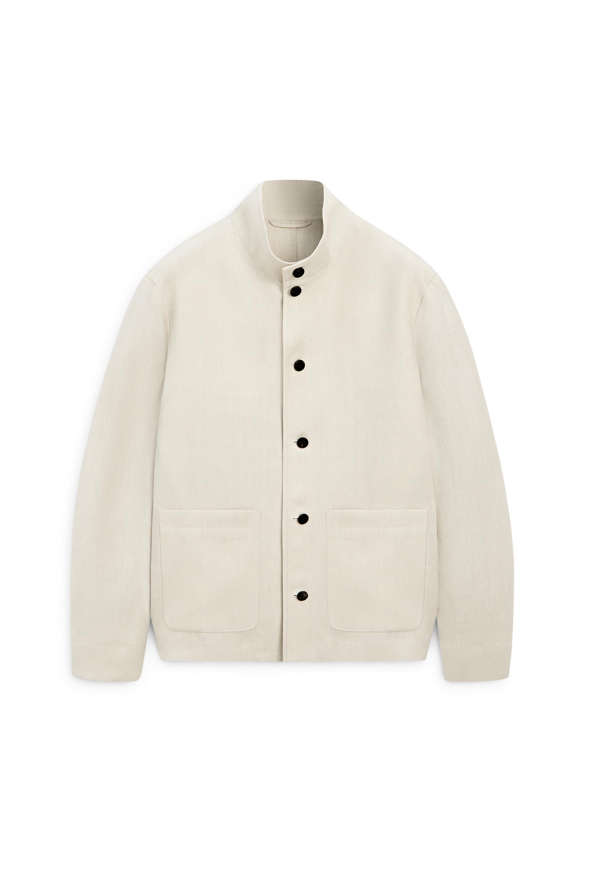 High neck linen jacket - LIMITED EDITION — SAND