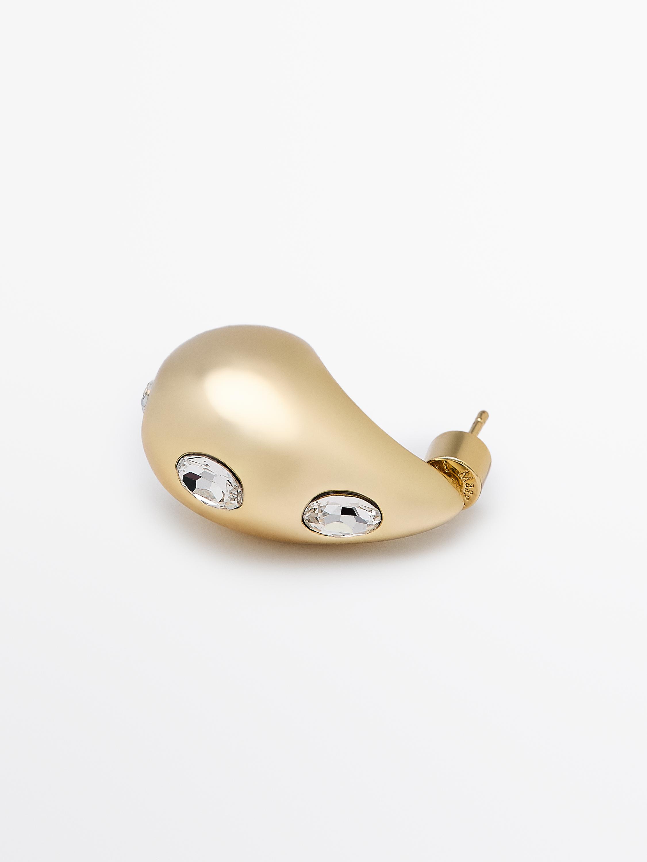 ★ Massimo Dutti★ l piece detail earrings 04605615808 Earrings with textured detail · Golden · Accessories