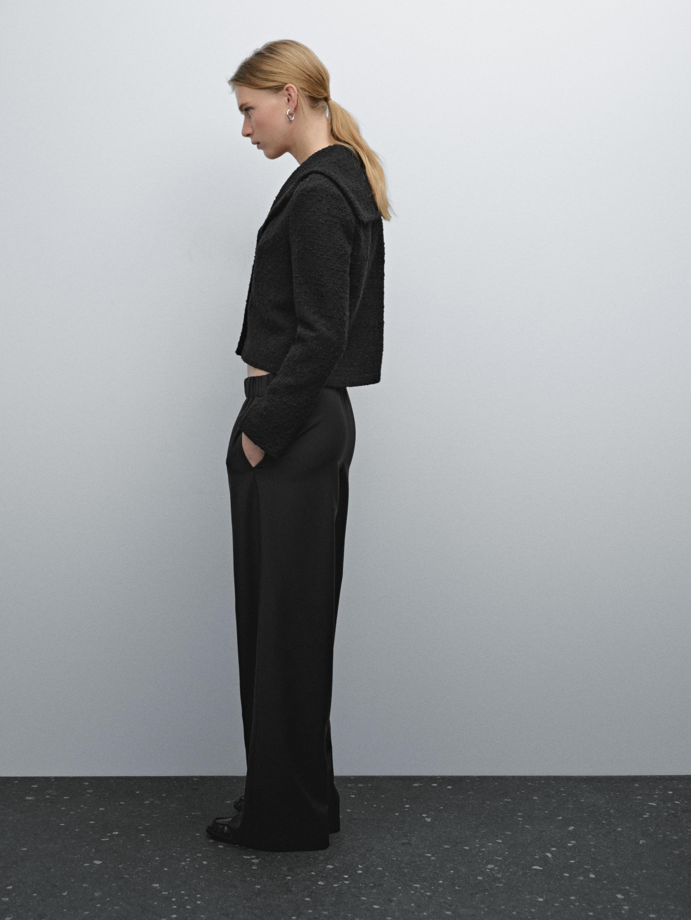100% wool trousers with elastic waistband