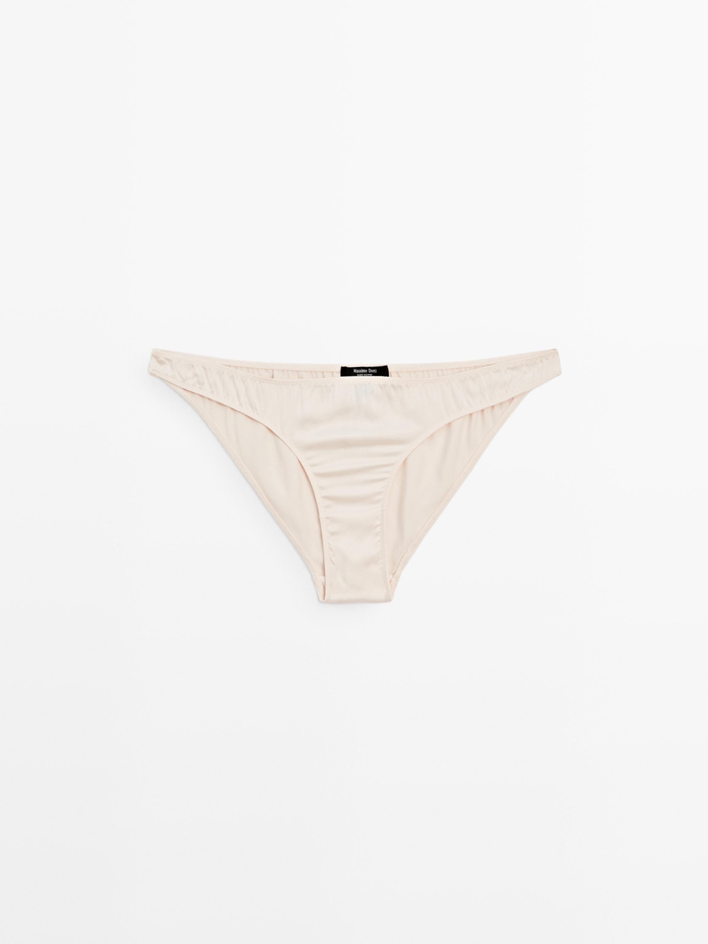 Satin silk blend briefs — CREAM