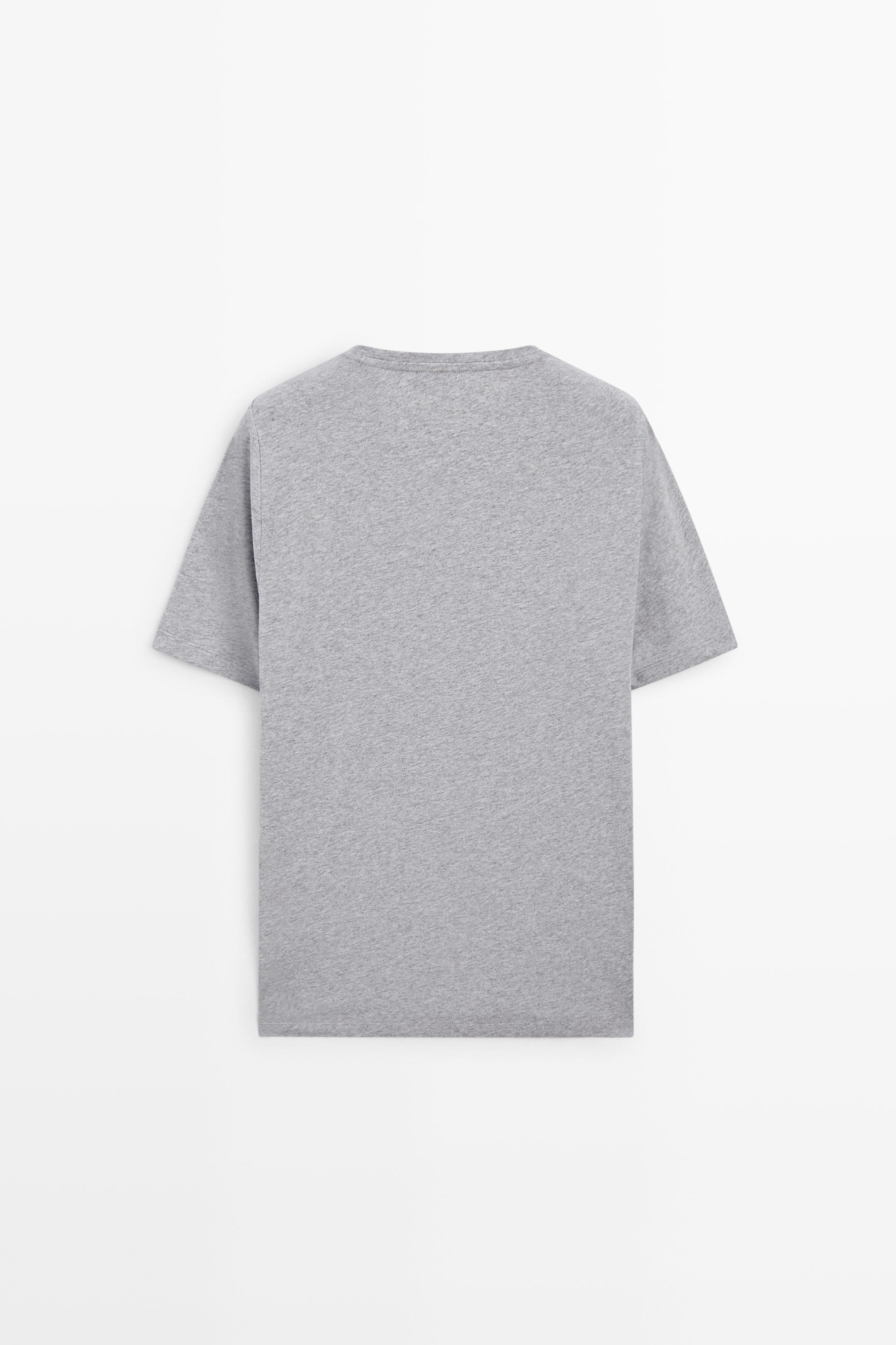 Short sleeve melange cotton T-shirt — GREY MARL