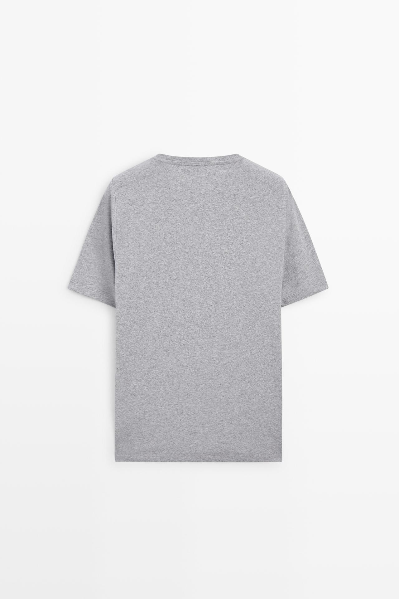 Melange cotton short sleeve T-shirt — GREY MARL