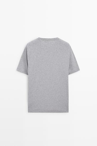 Melange cotton short sleeve T-shirt — GREY MARL 6