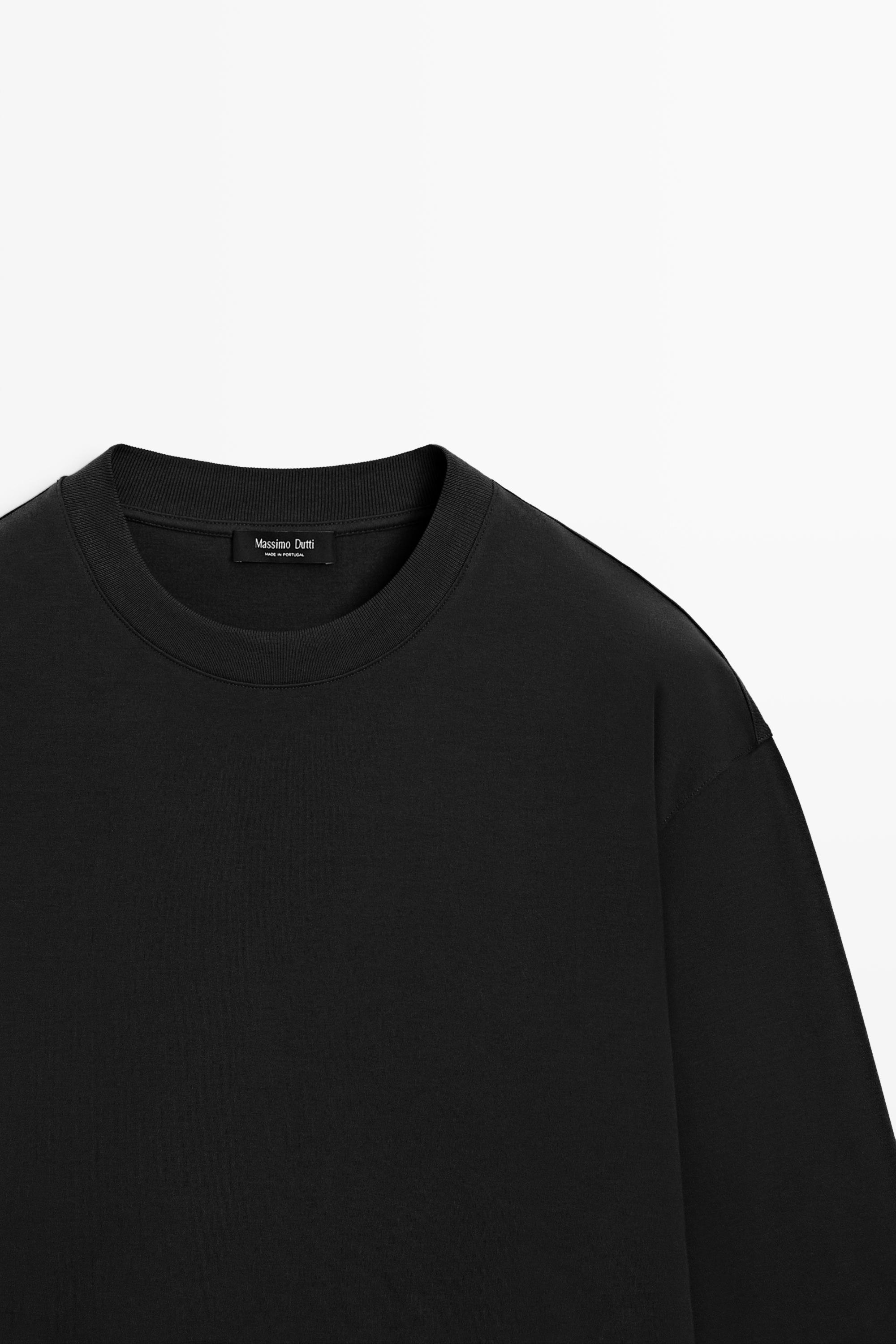 Massimo Dutti %100 pamuklu boxy kesim uzun kollu t-shirt görsel 4