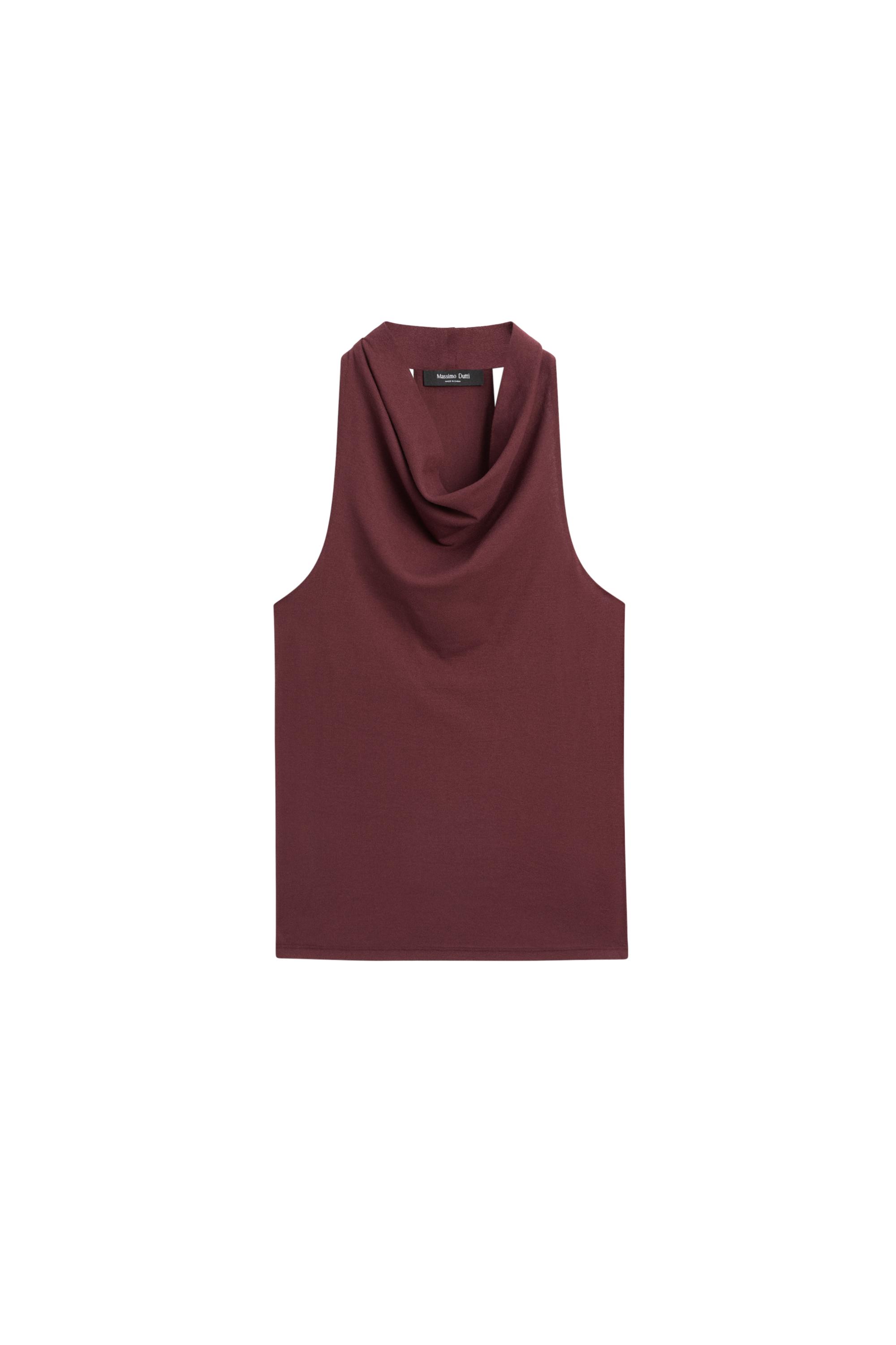 100% cotton draped top · Burgundy · T-shirt | Massimo Dutti