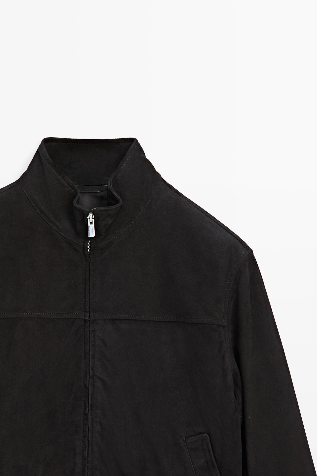 Suede bomber jacket — NAVY BLUE