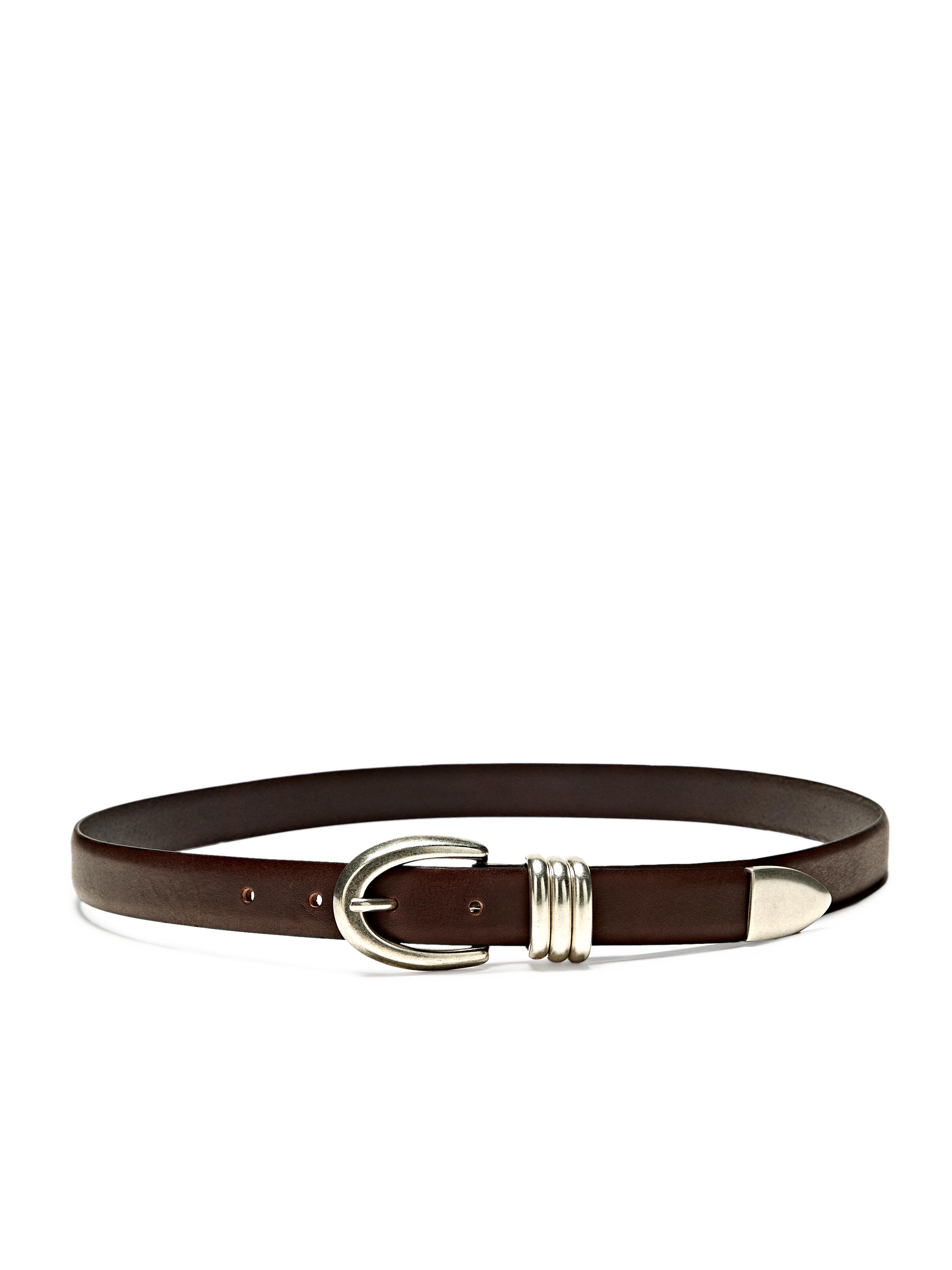 Nappa leather belt with metal detail — BROWN