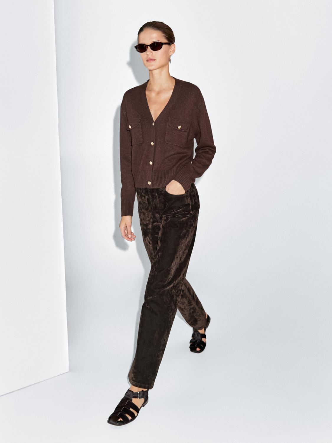 Straight-leg mid-rise flocked jeans