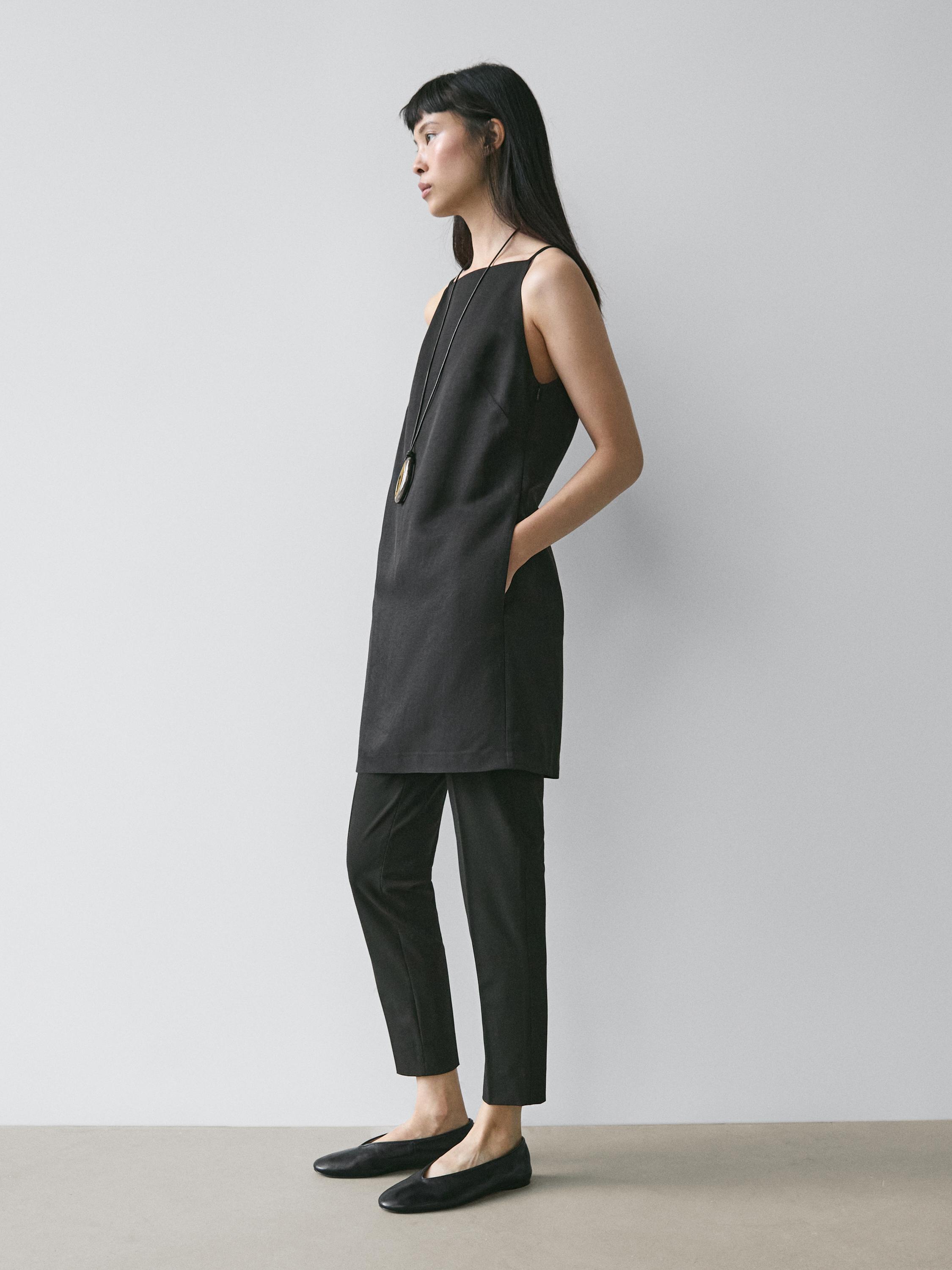 Thin strap mini dress — BLACK