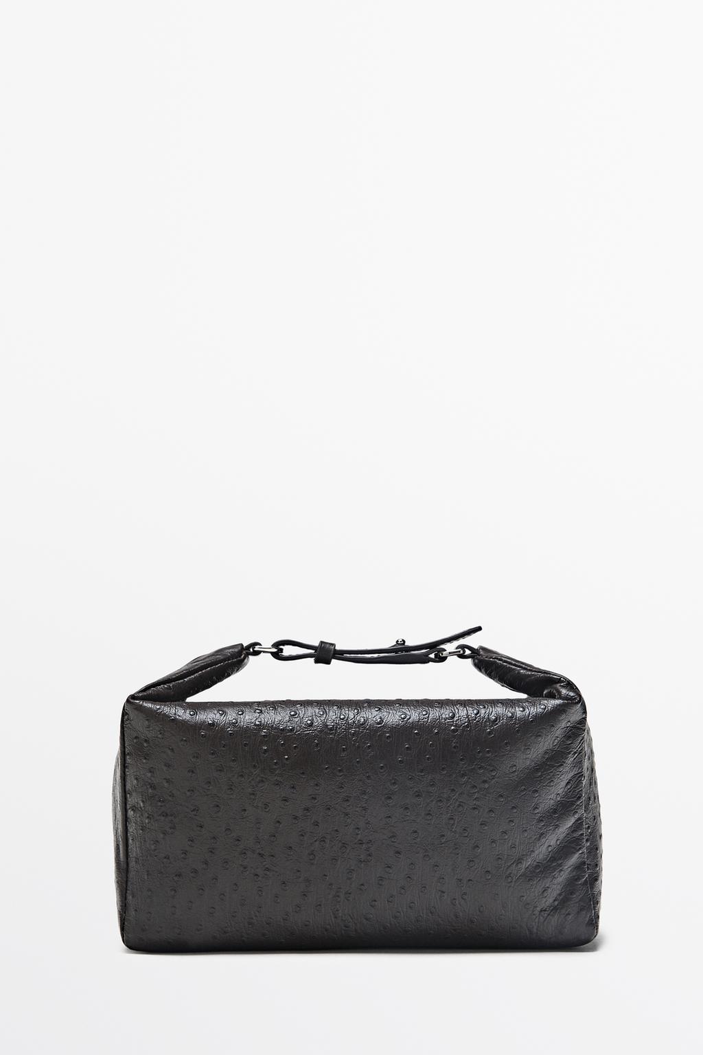 Textured nappa leather rectangular bag