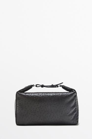 Textured nappa leather rectangular bag — BROWN 1