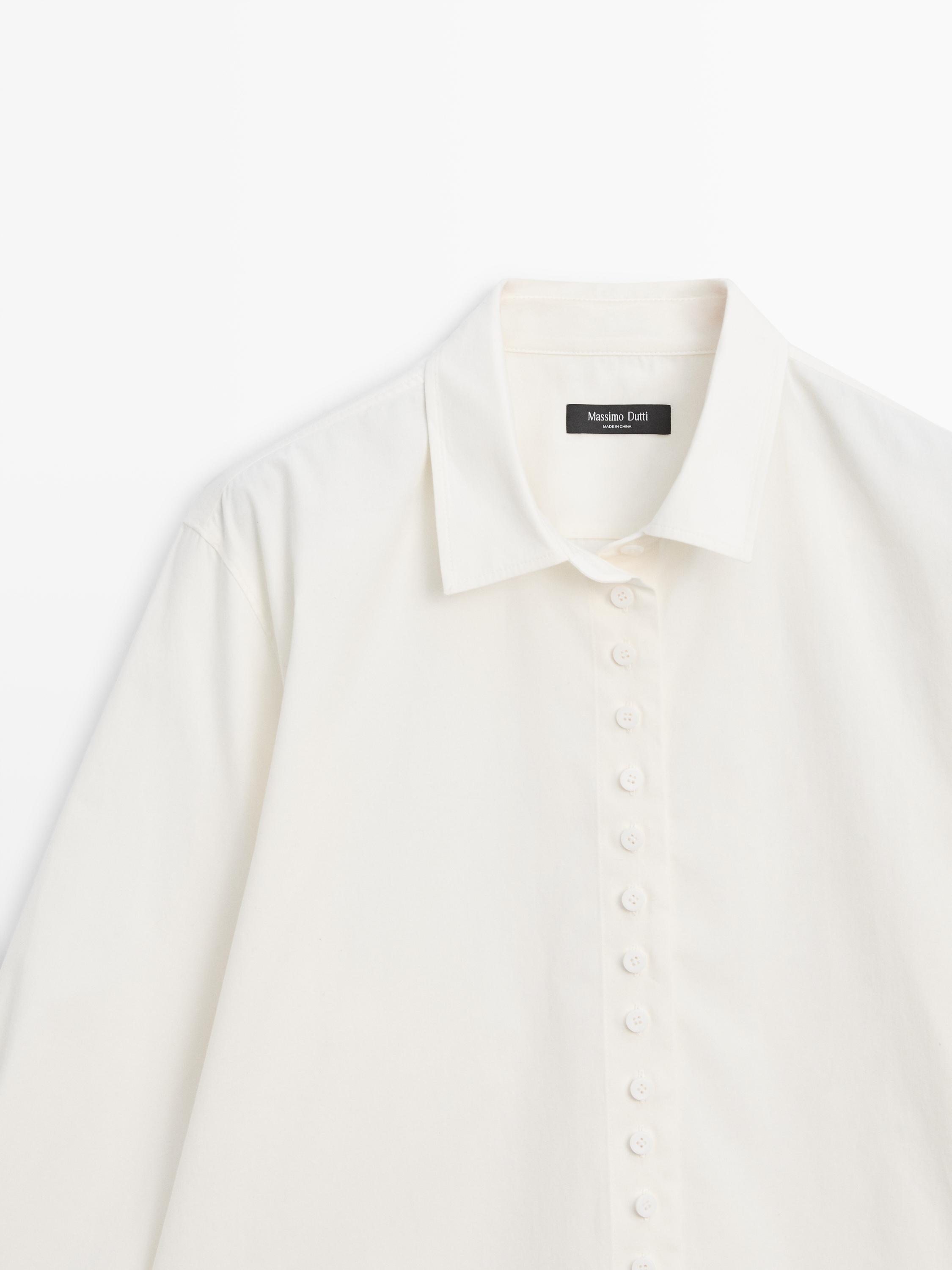 100% cotton shirt with button details — Off white