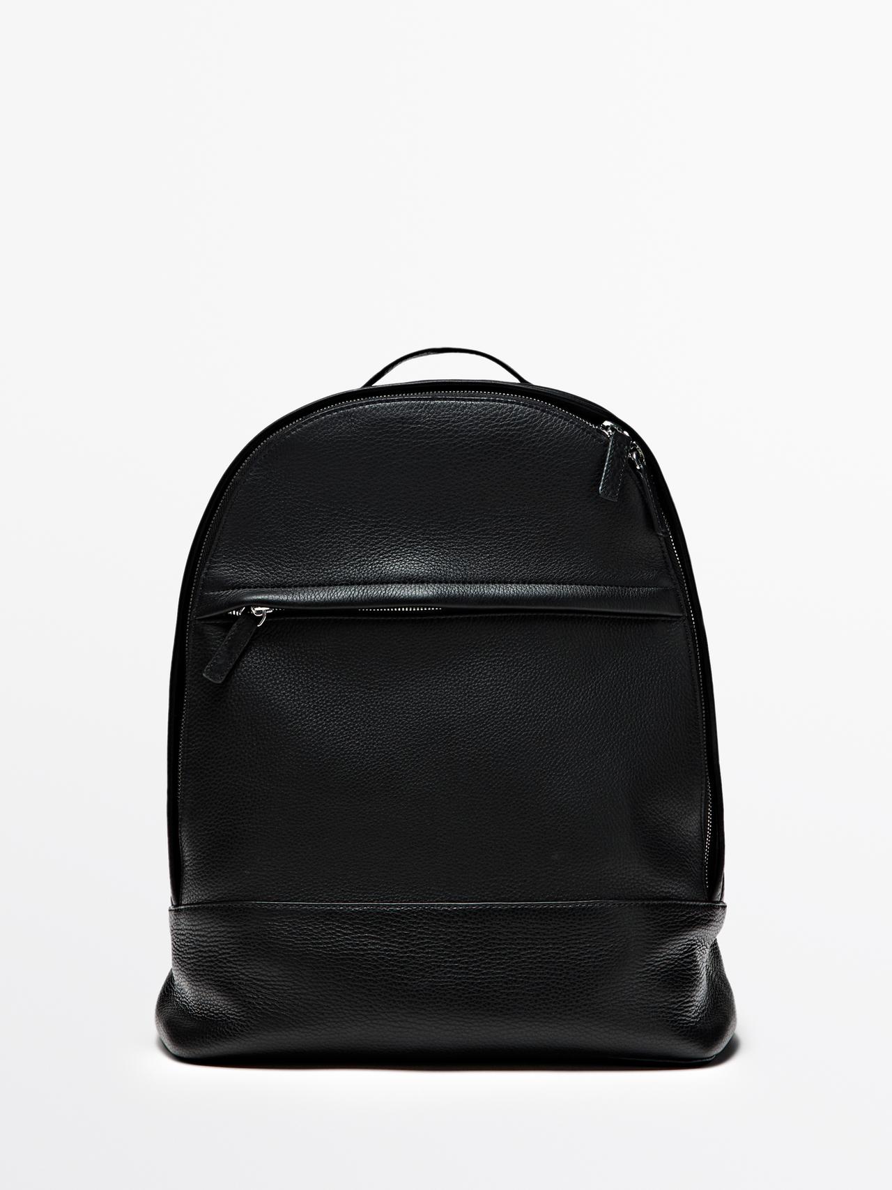 Massimo Dutti - Herre - Rygsæk I Nappaskind - Sort - 01