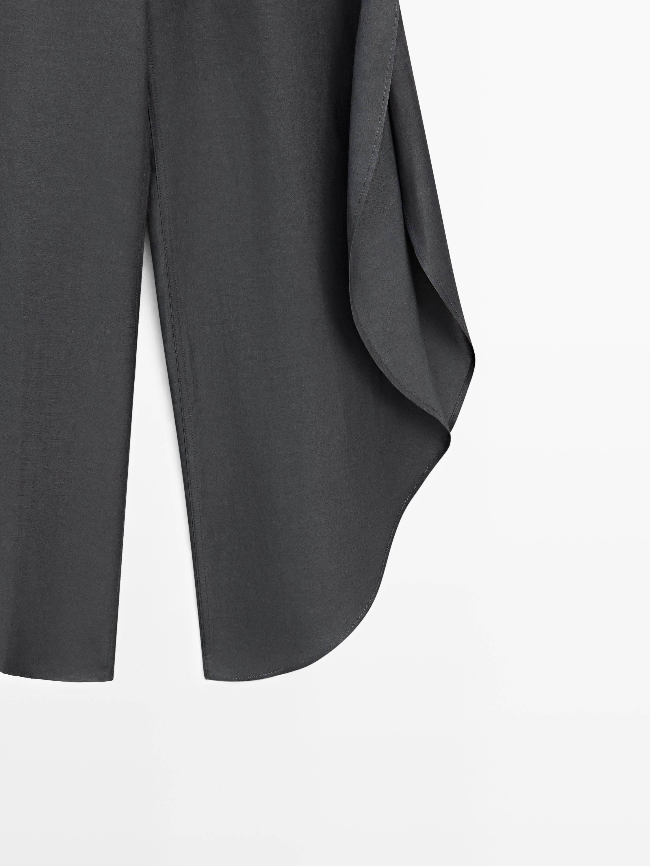Linen blend trousers with slit details — ANTHRACITE GREY