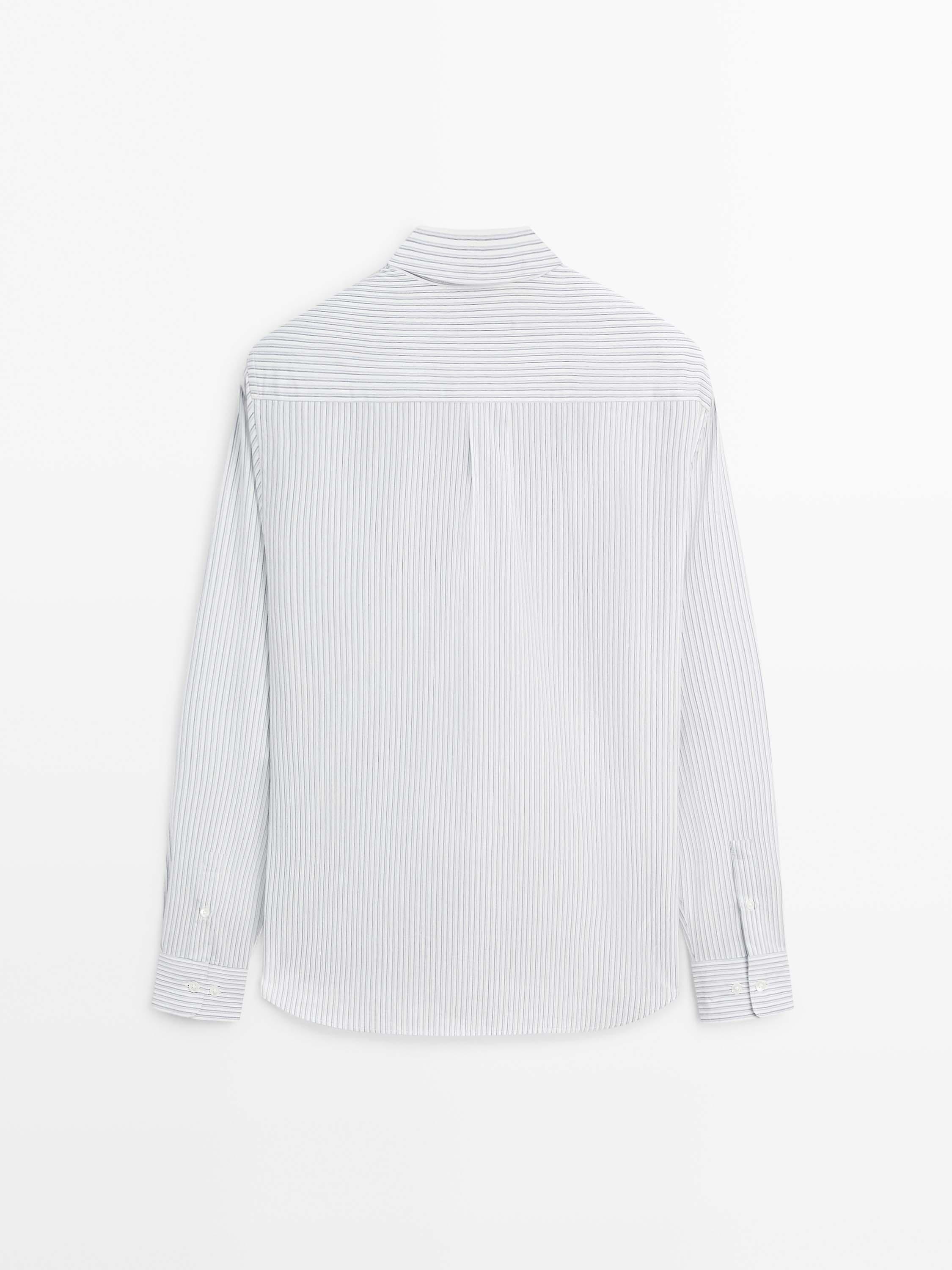 Cotton blend regular fit striped shirt — BLUE