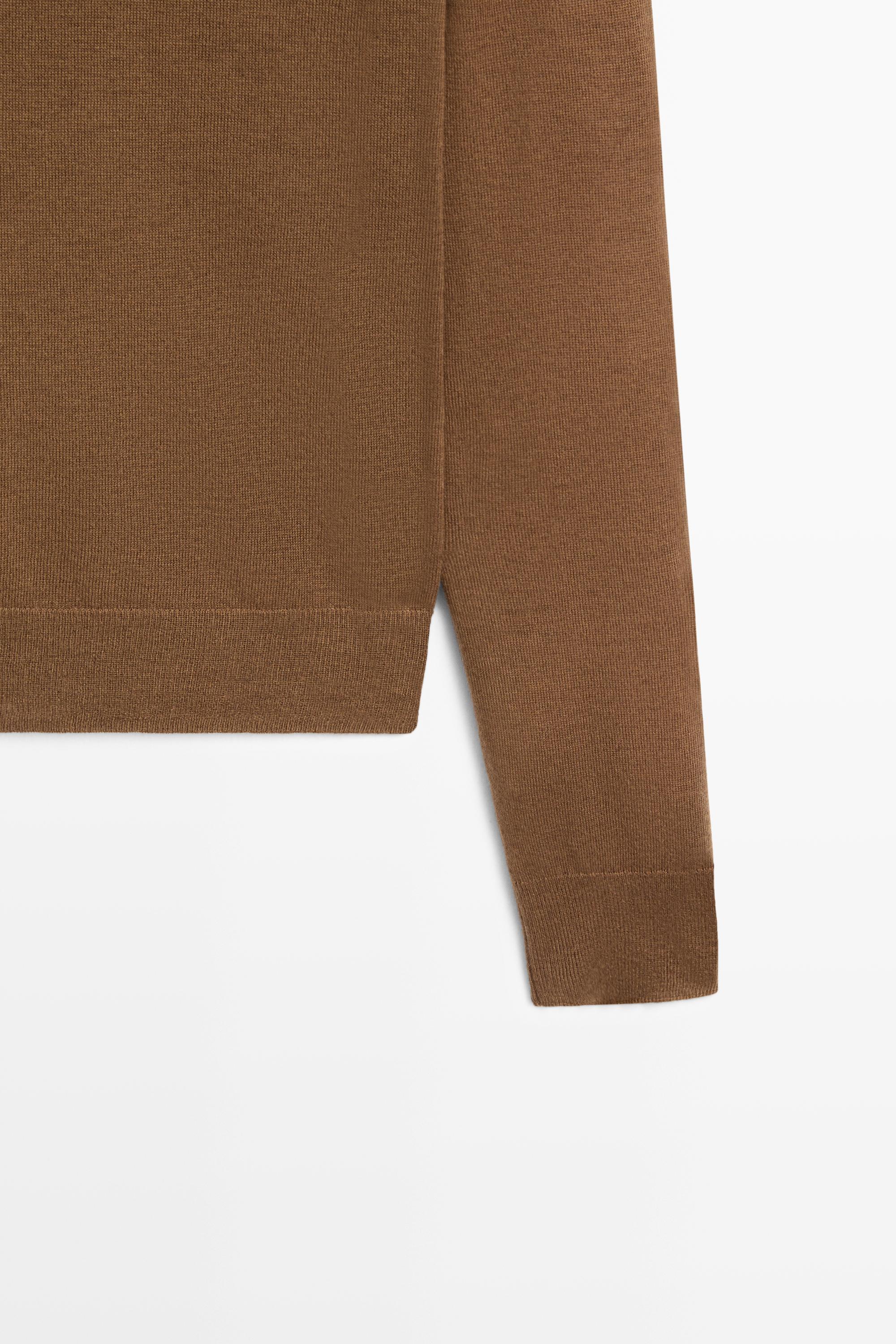 Wool-blend turtleneck knit sweater — TOFFEE