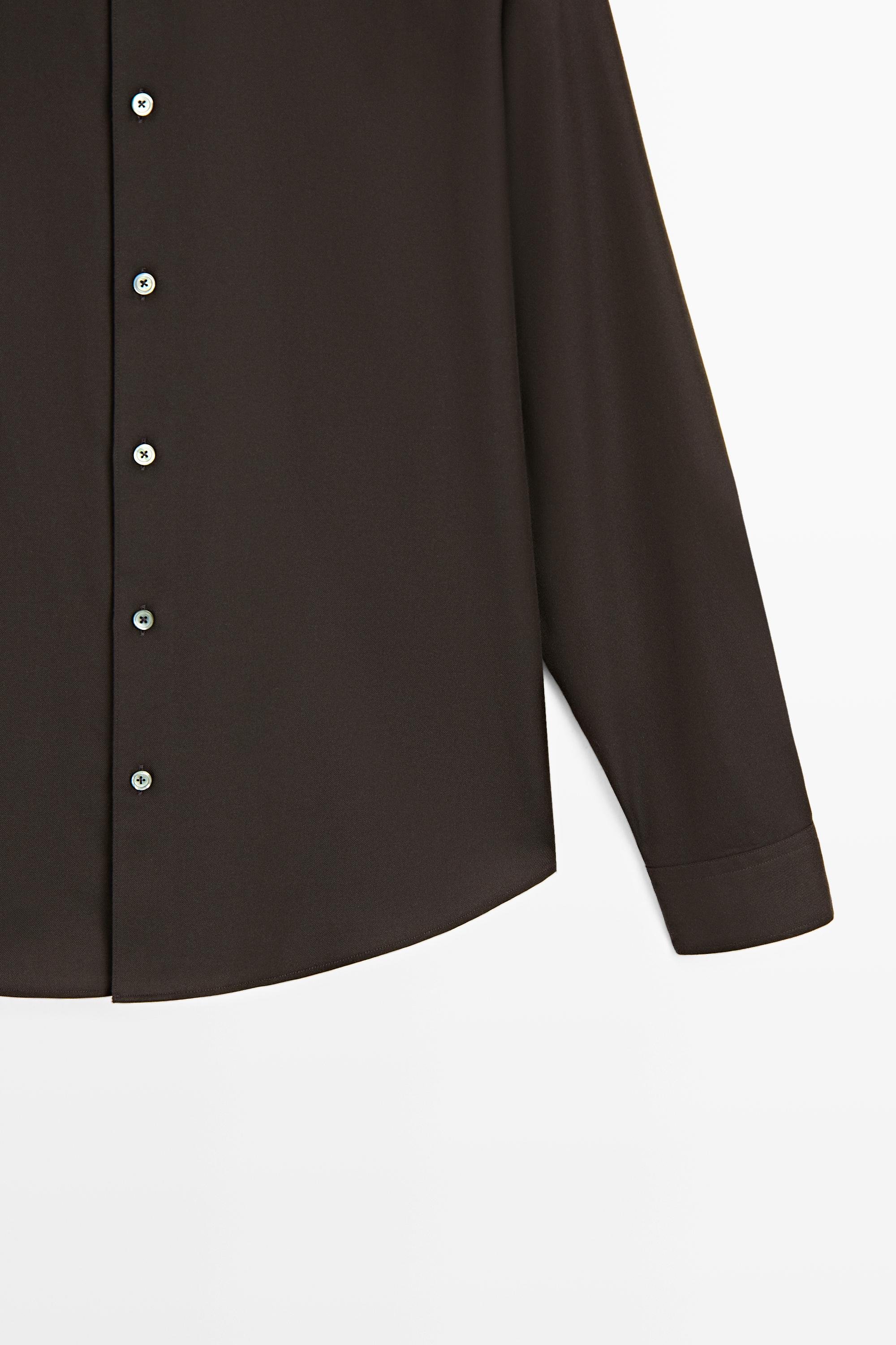 100% Cotton Twill Regular Fit Shirt — Chocolate