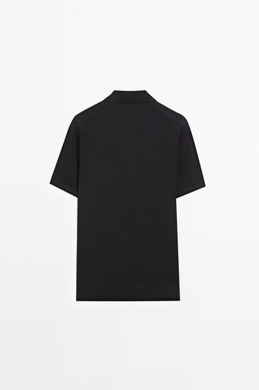 100% cotton intarsia knit polo shirt — NAVY BLUE 6