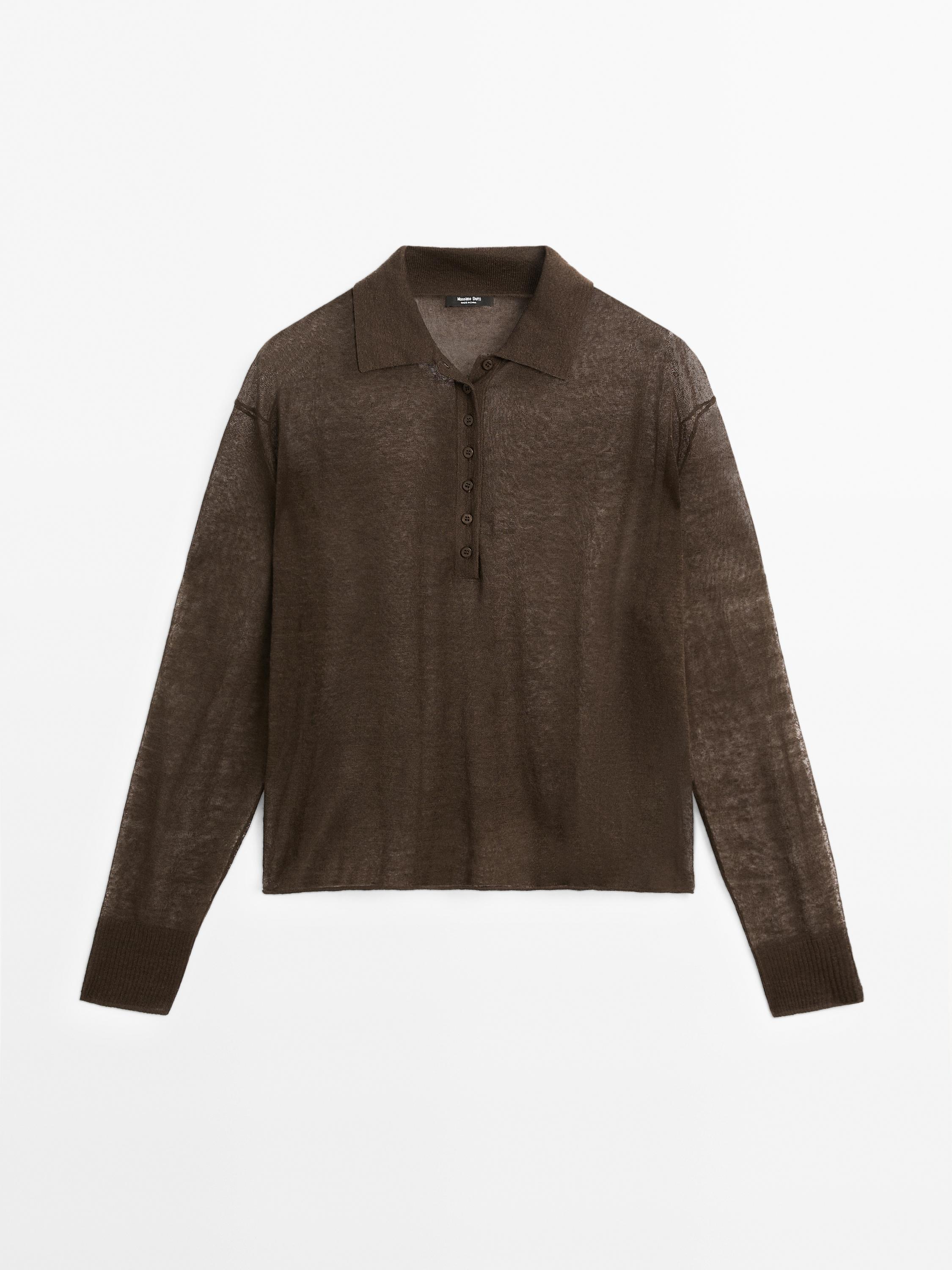 Semitransparent linen blend knitted jumper