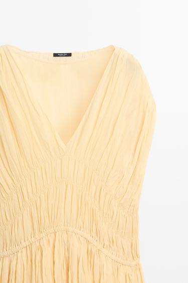 Flowing gathered midi dress — YELLOW 9