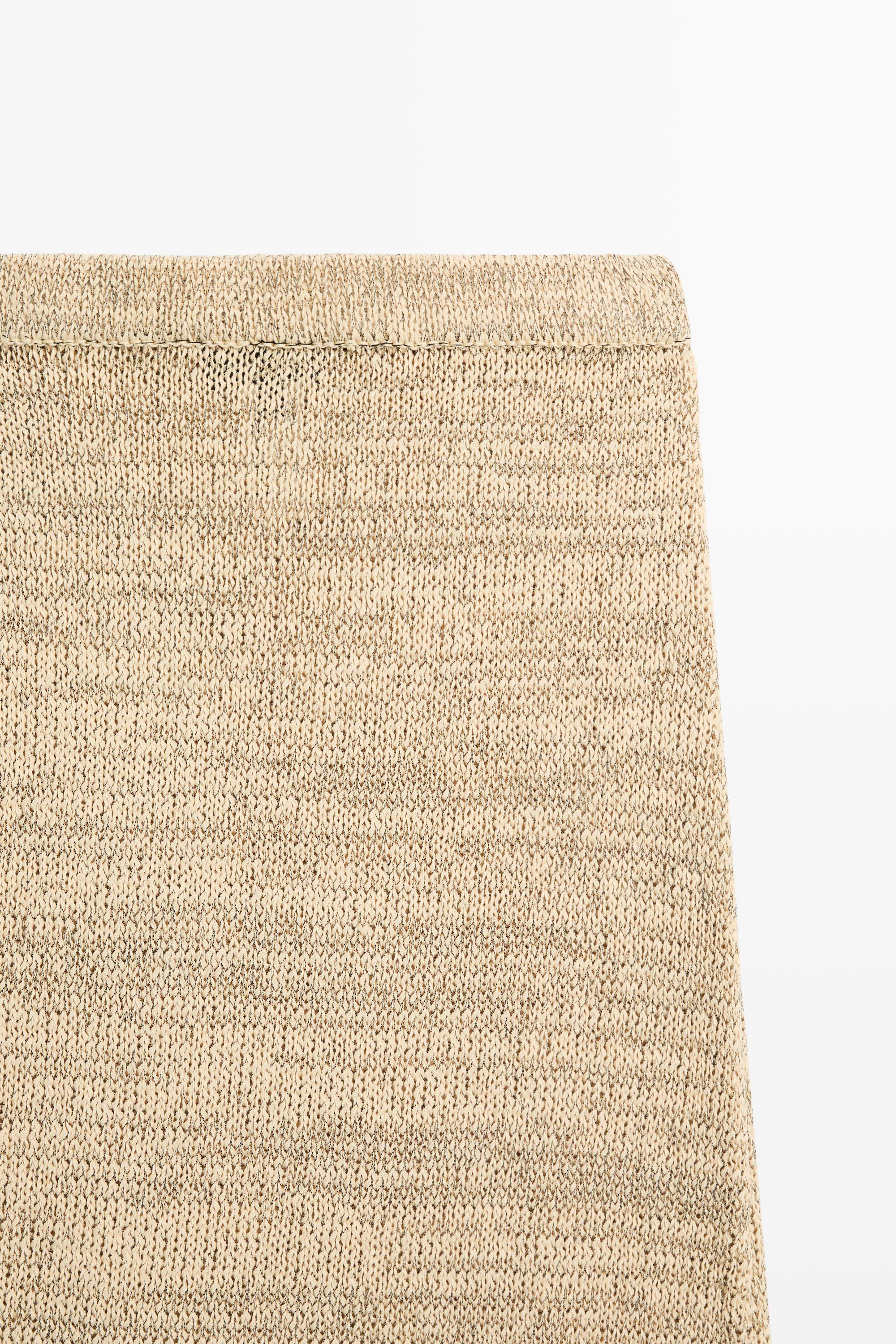 Marl cotton blend knit midi co-ord skirt — Beige
