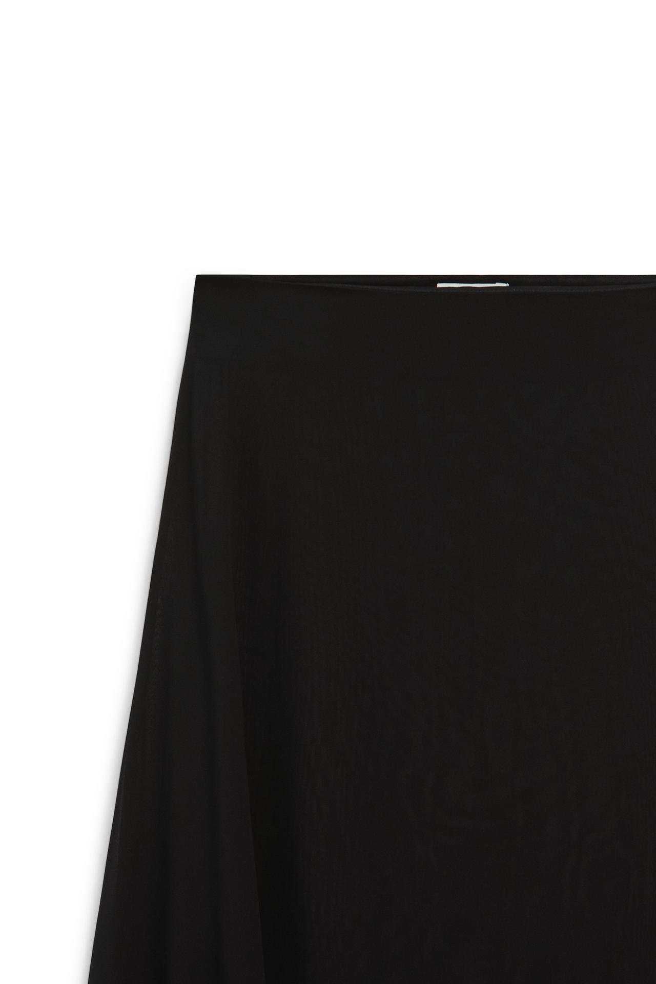 Semi-sheer asymmetric midi skirt - LIMITED EDITION — BLACK