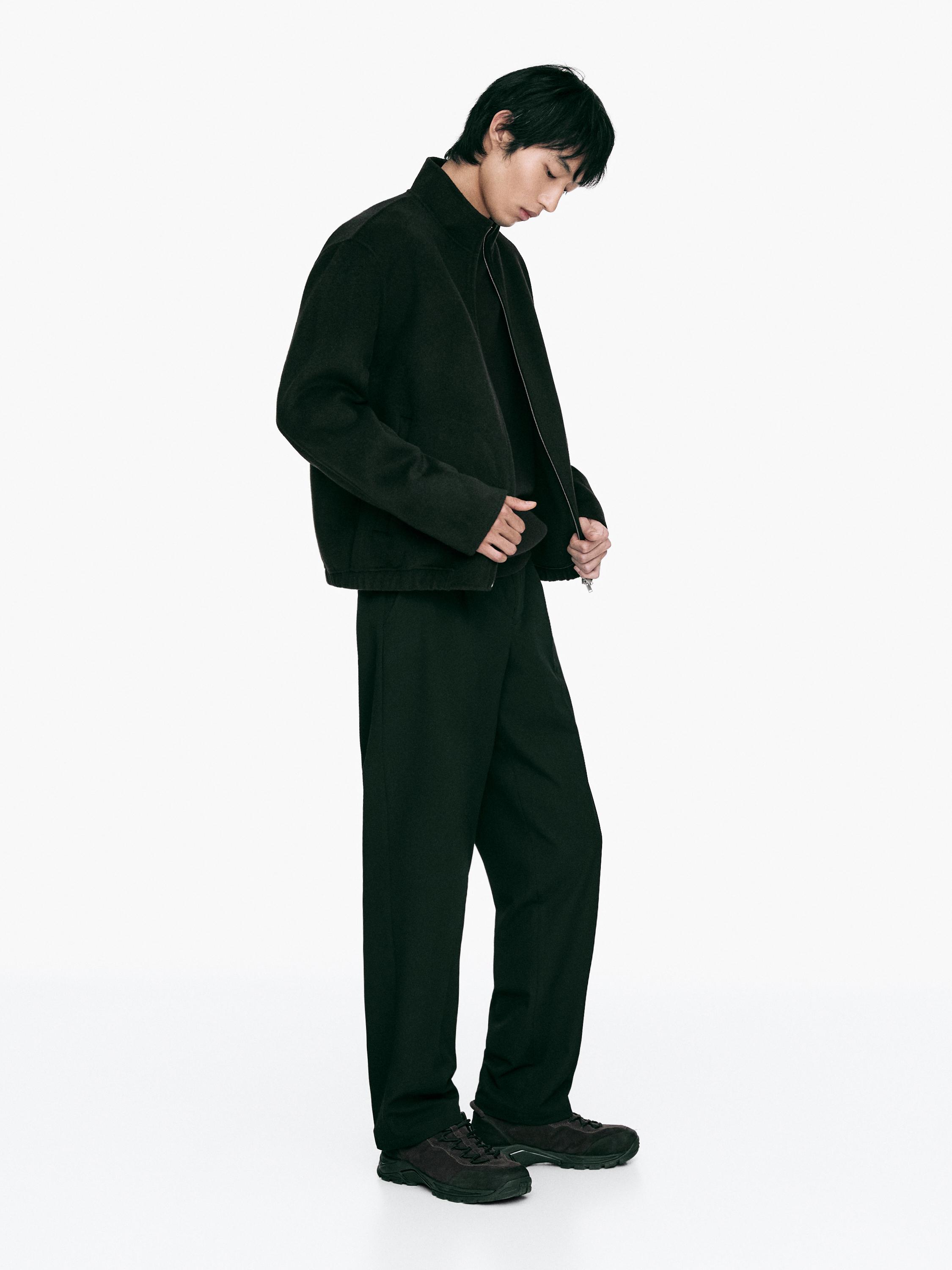 Technical trainers with leather pieces — BROWN