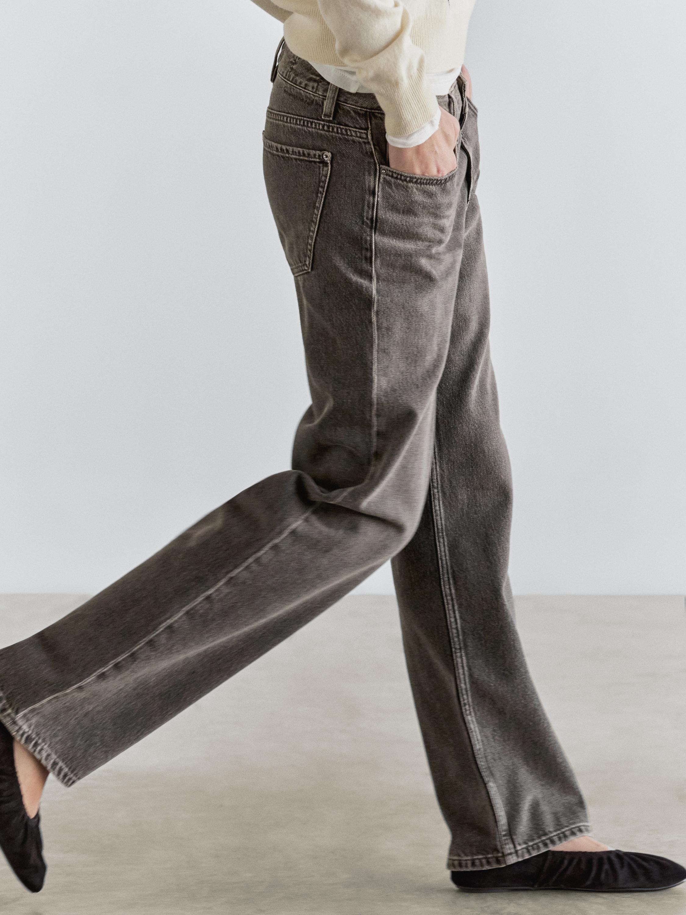 Straight-leg low-rise jeans — NATURAL GREY