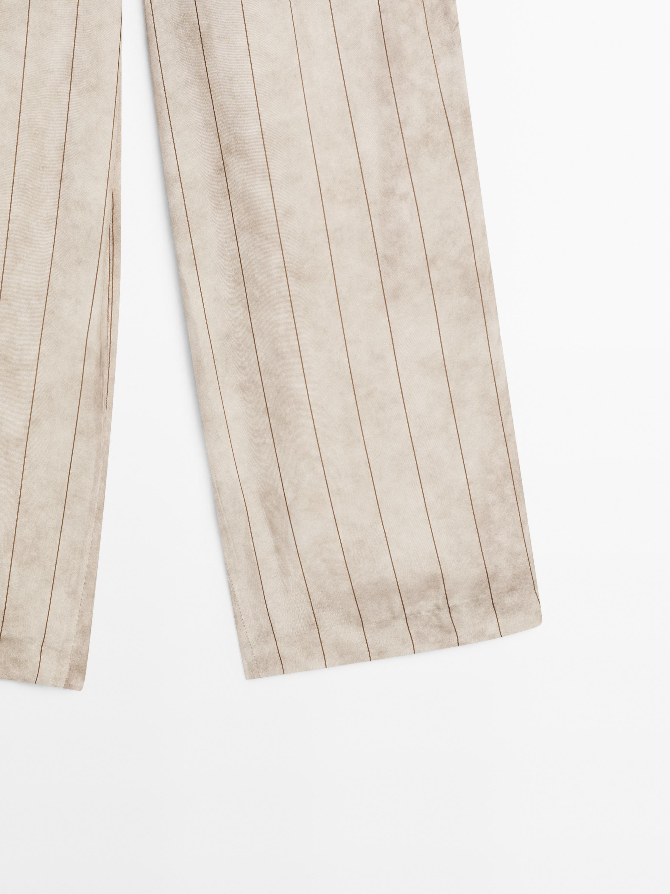 Straight-leg striped flowing trousers