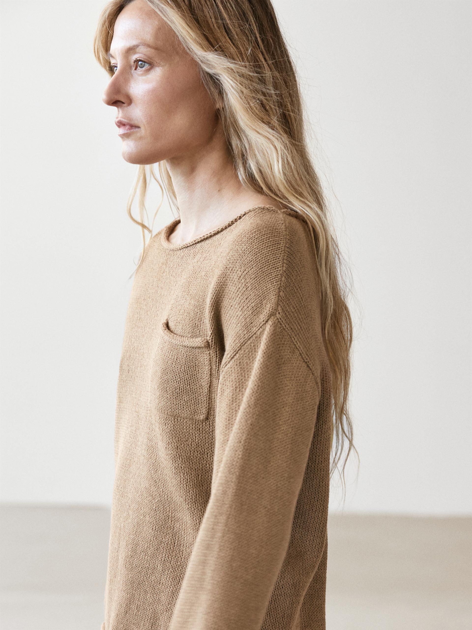 Pull En Coton Et Lin Avec Poche - Délavé - S - Massimo Dutti - Femme