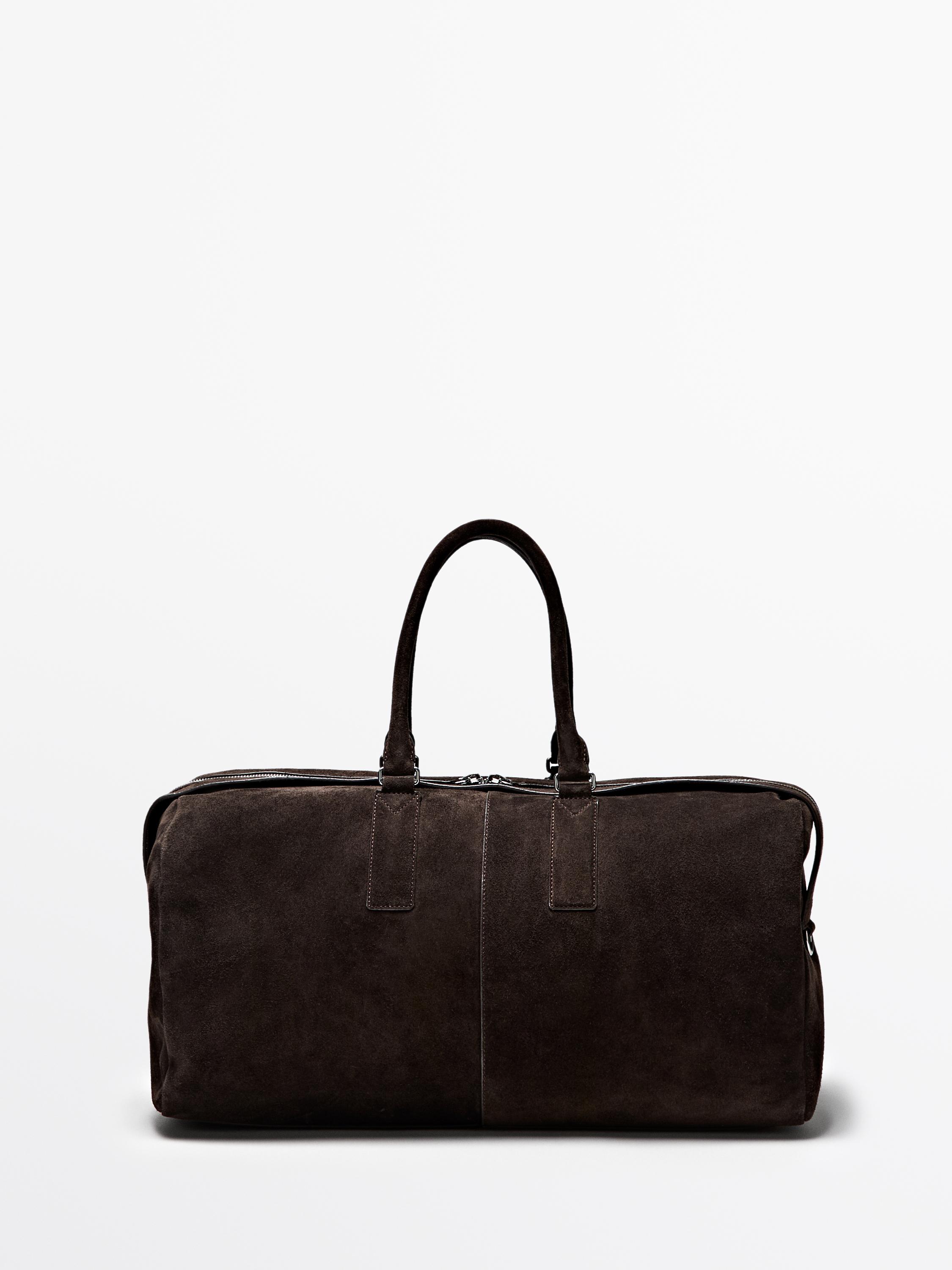 Suede leather travel bag — BROWN