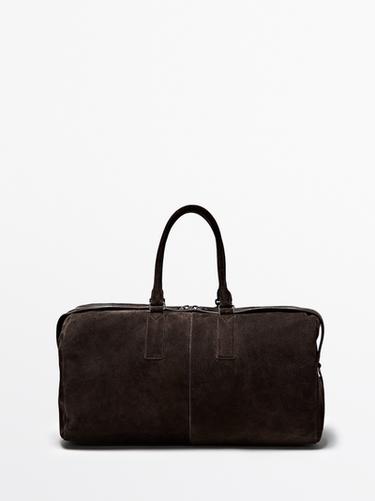 Suede leather travel bag — BROWN 1