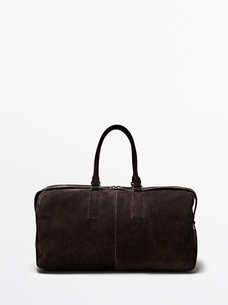 Suede leather travel bag — BROWN