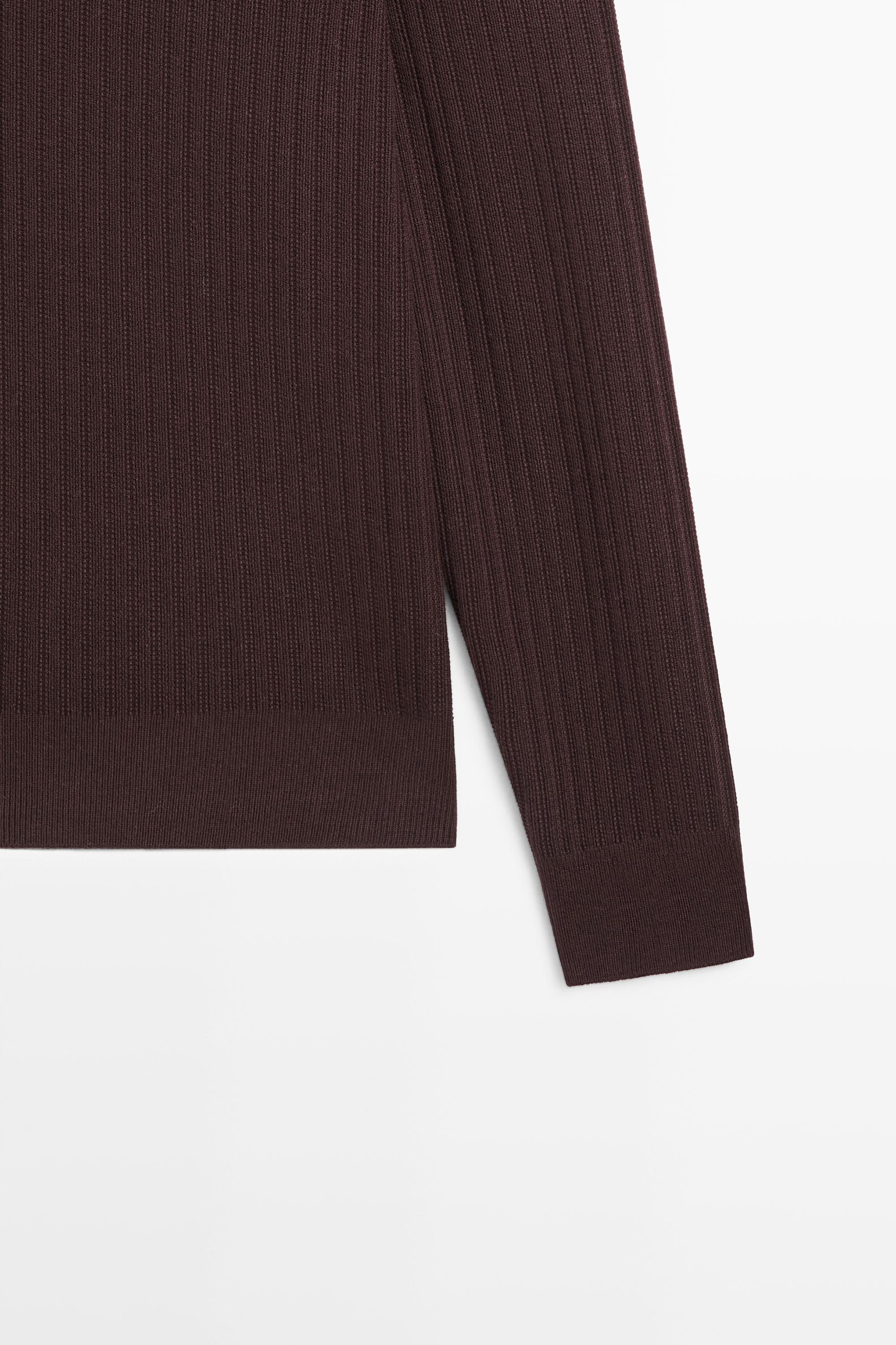 Cotton blend knit polo sweater — BURGUNDY