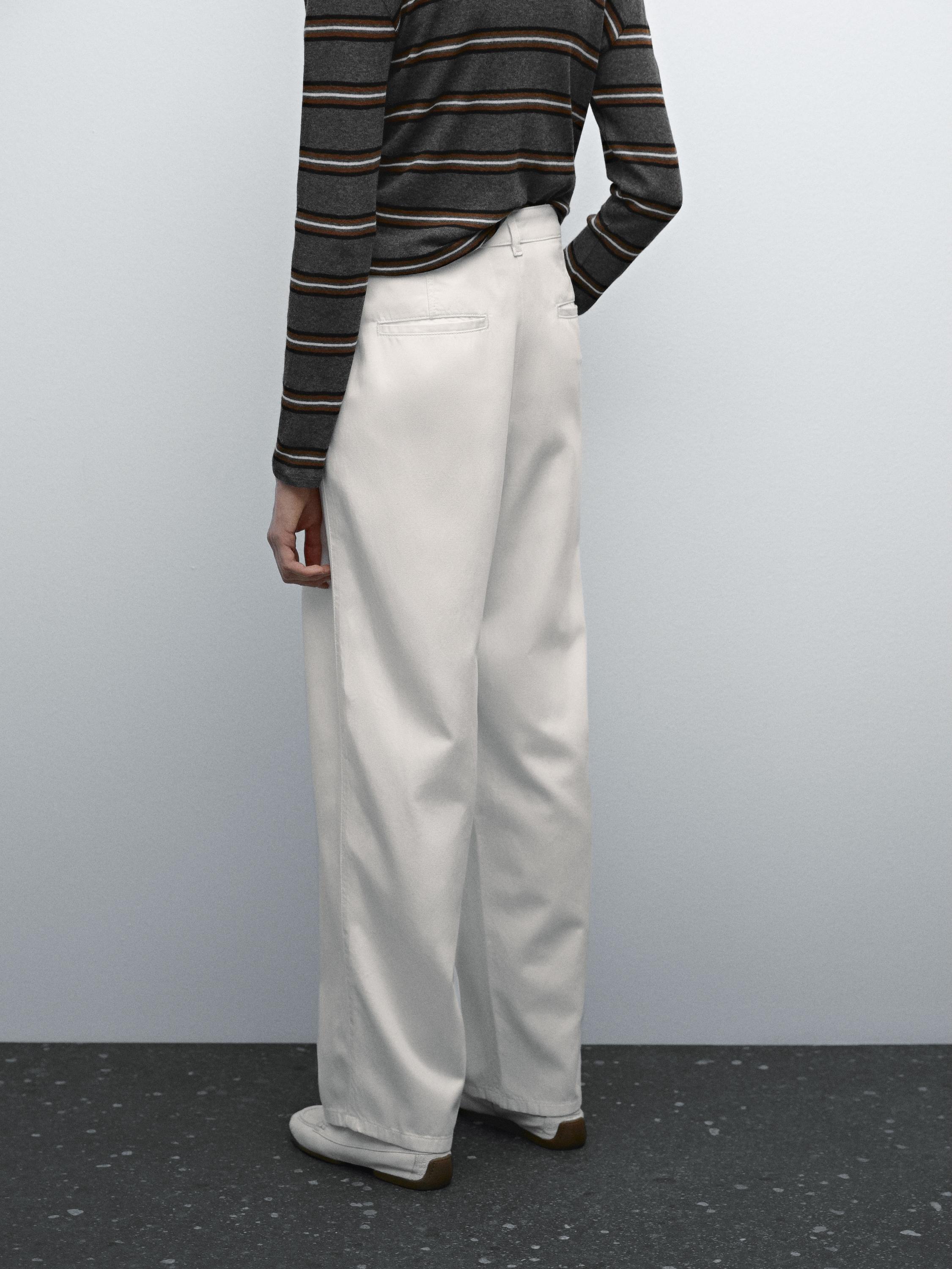 Flowing cotton blend trousers